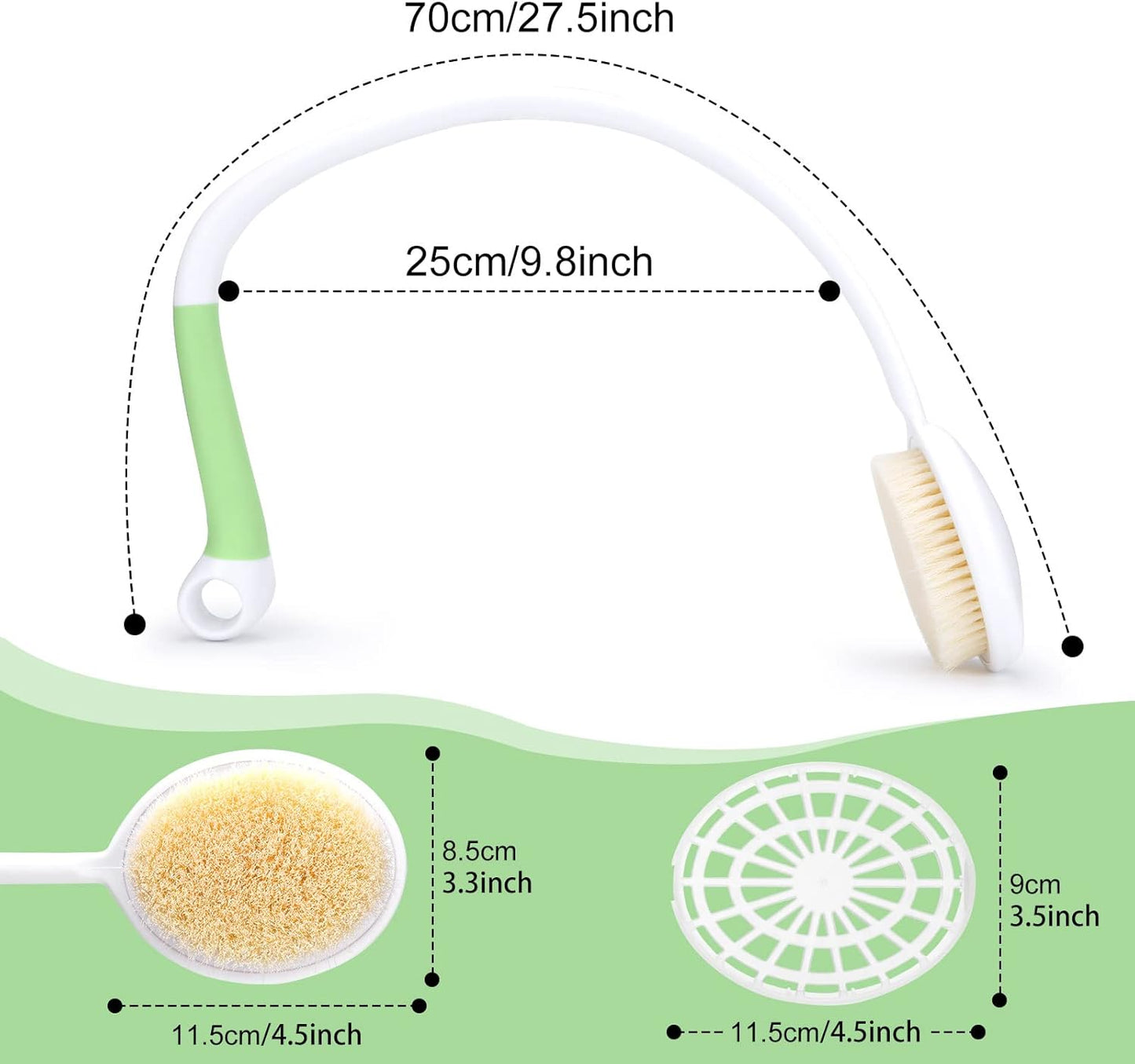 27.5” Back Bath Brush with Long Curved Long Handle,Shower Brush with U-Shaped for Cleaning,Body Scrubber for Elderly,Disabled, Post-Surgery,Limited Mobility,Spine Pain,Frozen Shoulder