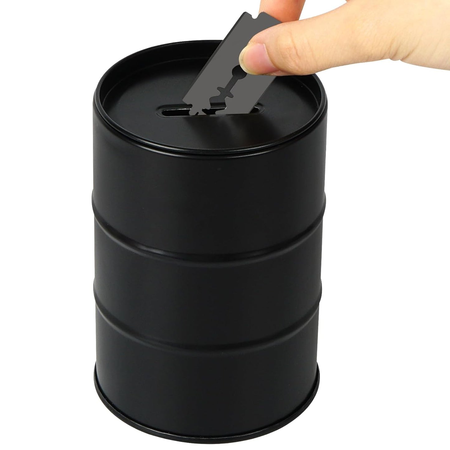 Linkidea Safety Razor Blade Disposal Container Box, Metal Razor Disposal Case Safe Bank for Storing Used Wasted Blades (Black)