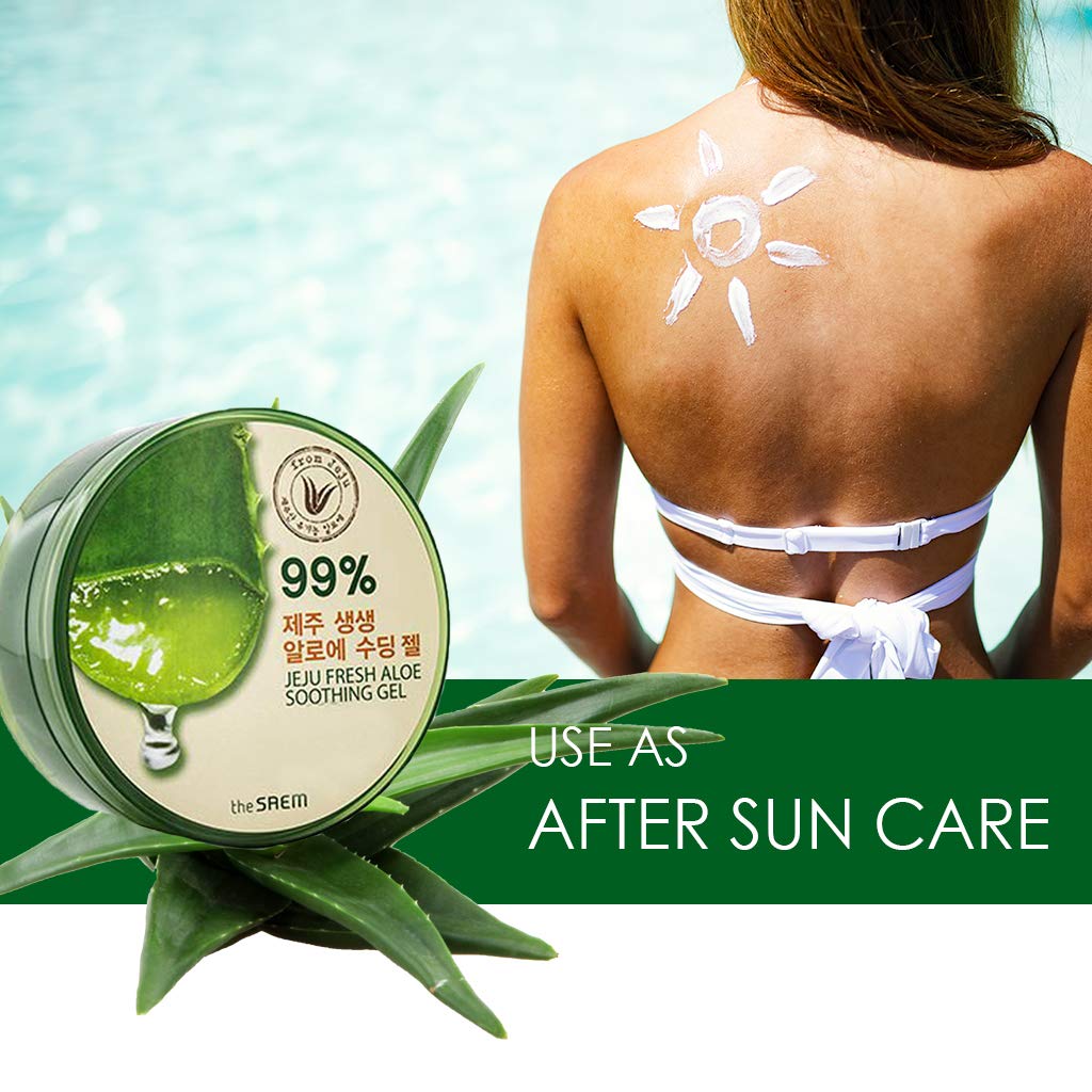 THESAEM Jeju Fresh Aloe Soothing Gel 10.1 fl. oz. (300ml) - 99% Aloe Vera, Hydrates & Dry, Itchy & irritated Skin