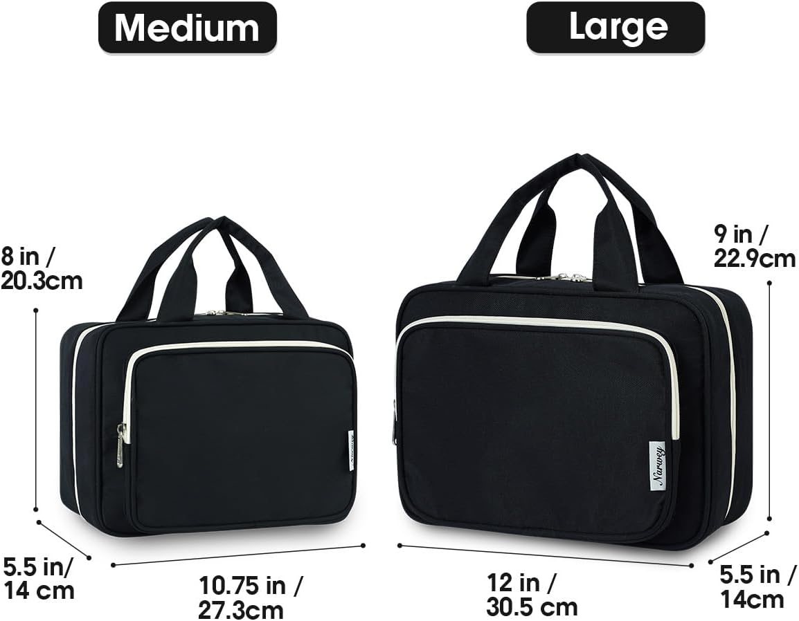 Travel Toiletry Bag for Women Large Hanging Makeup Bag Organizer Toiletries Bag for Full Size Essentials Accessories Cosmetics (Black (Large))