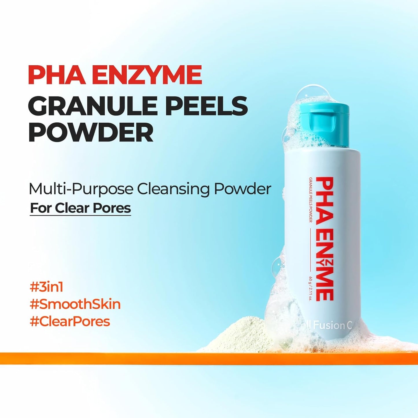 Cell Fusion C PHA Enzyme Granule Peels Cleansing Powder – Multi-Purpose Powder Cleanser for Blackhead Removal & Sebum Control, Exfoliation for Smooth Skin, 2.11 oz / 60g