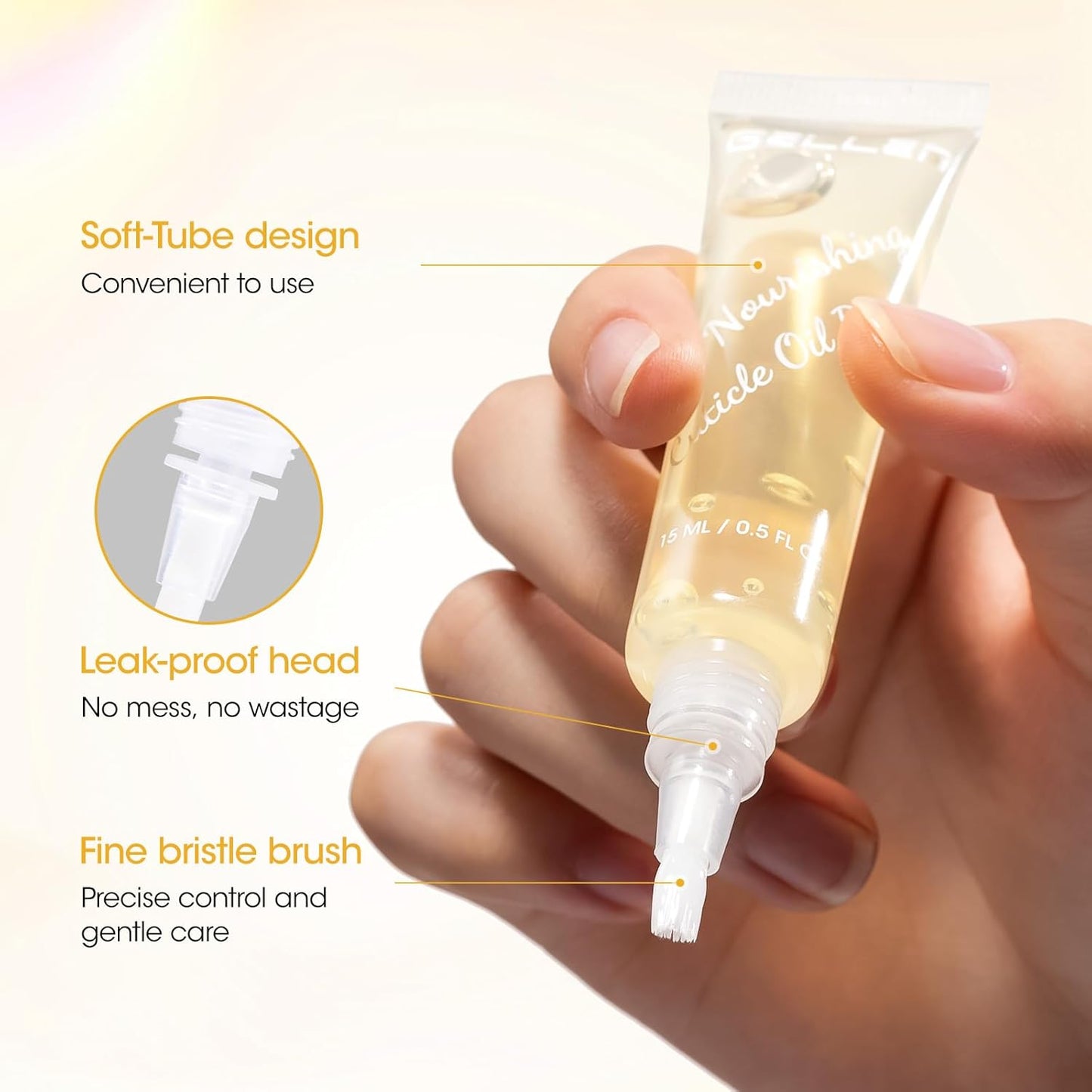 Gellen Cuticle Oil Pen for Nails, Vanilla Nourishing Nail Growth Oil, Jojoba & VE, Soften Cuticles Nails Strengthening, Leak-free Brush Applicator, Pro Nail Care for Brittle Dry Hands