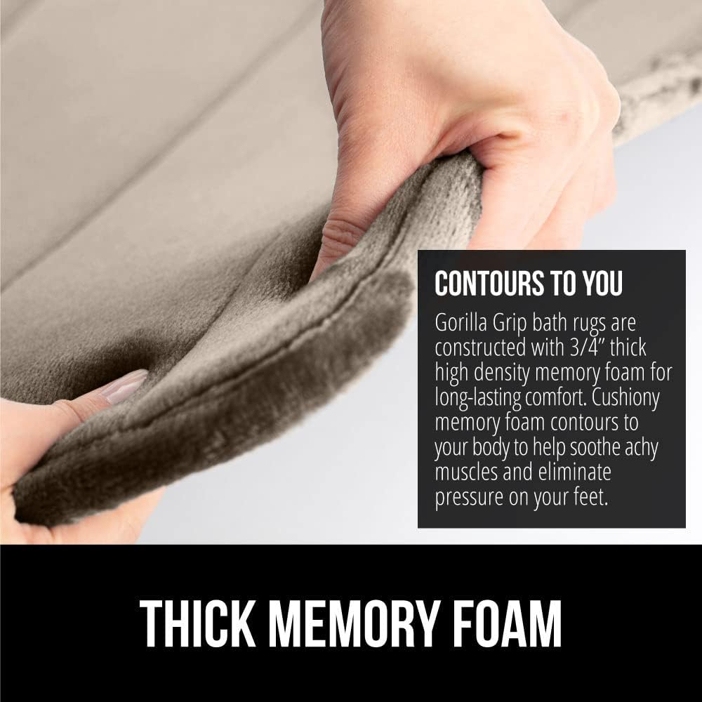 GORILLA GRIP Memory Foam Bath Mat, Soft Absorbent US Designed Bathroom Rug, Gripping Dots Machine Washable Bathmat, Cushioned Floor Mats, Shower Sink Rugs Room Décor Accessories, 36x24 Taupe