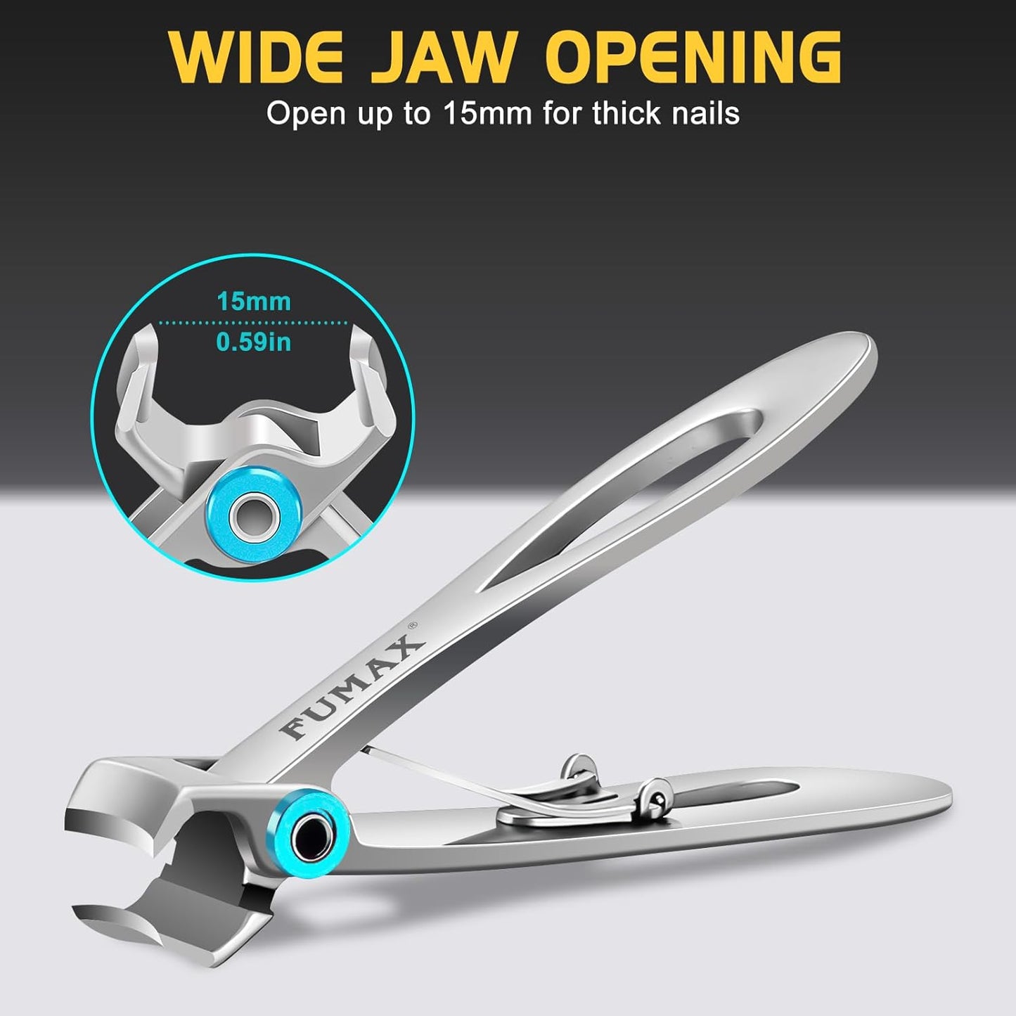 Toenail Clippers for Seniors Thick Toenails, Large Long Handle Toe Nail Clippers for Men with Wide Opening, Heavy Duty Sharp Nail Clippers with Catcher, Ingrown Toenail Clippers with Slanted Blade