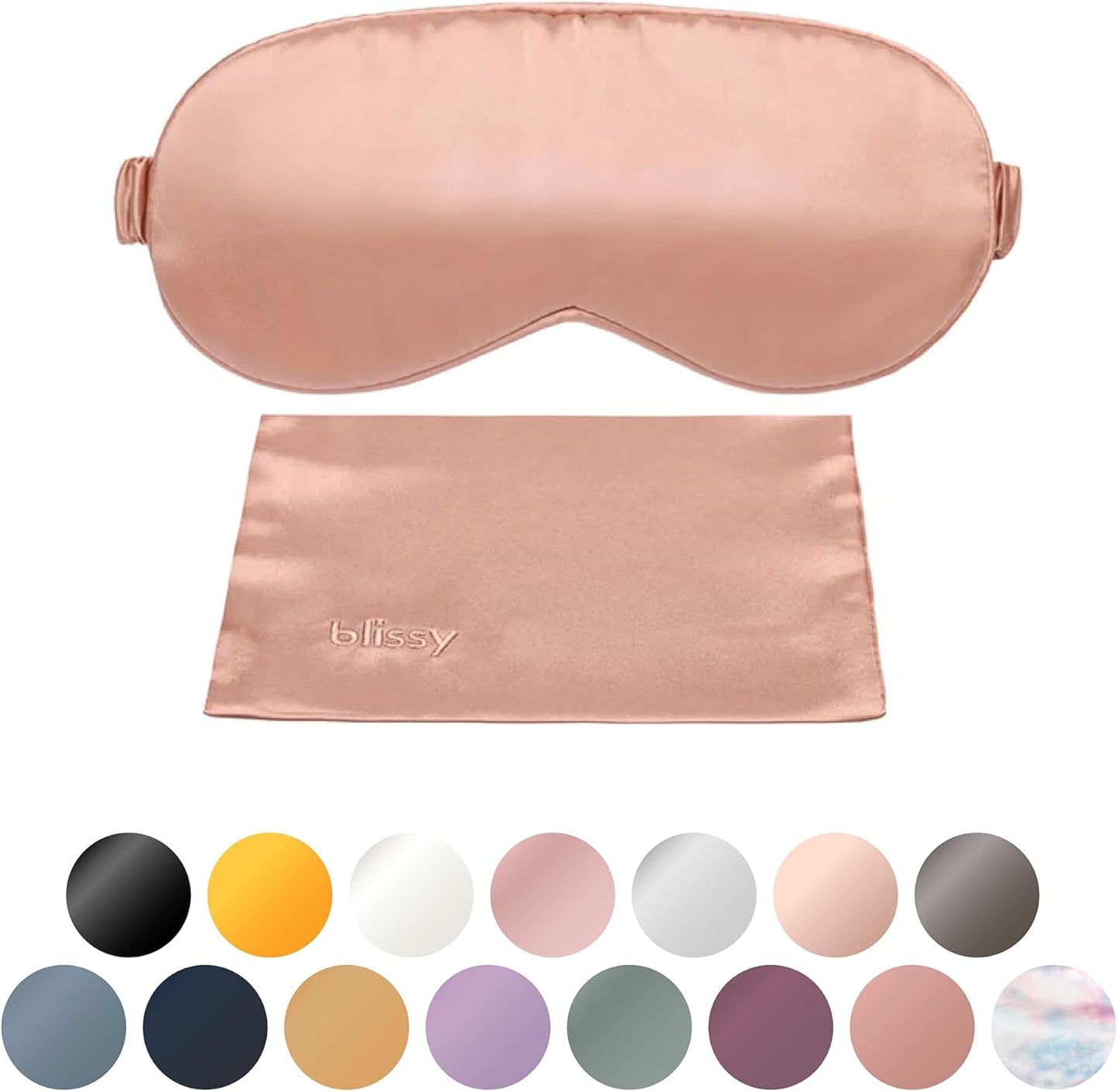 Blissy Silk Sleep Mask - Silk Eye Sleeping Mask for Women & Men for Total Blackout - 100% Pure Mulberry Silk, 22 Momme 6a Fibers - Blindfold Silk Sleep Mask Side Sleeper Eye Cover (Rose)