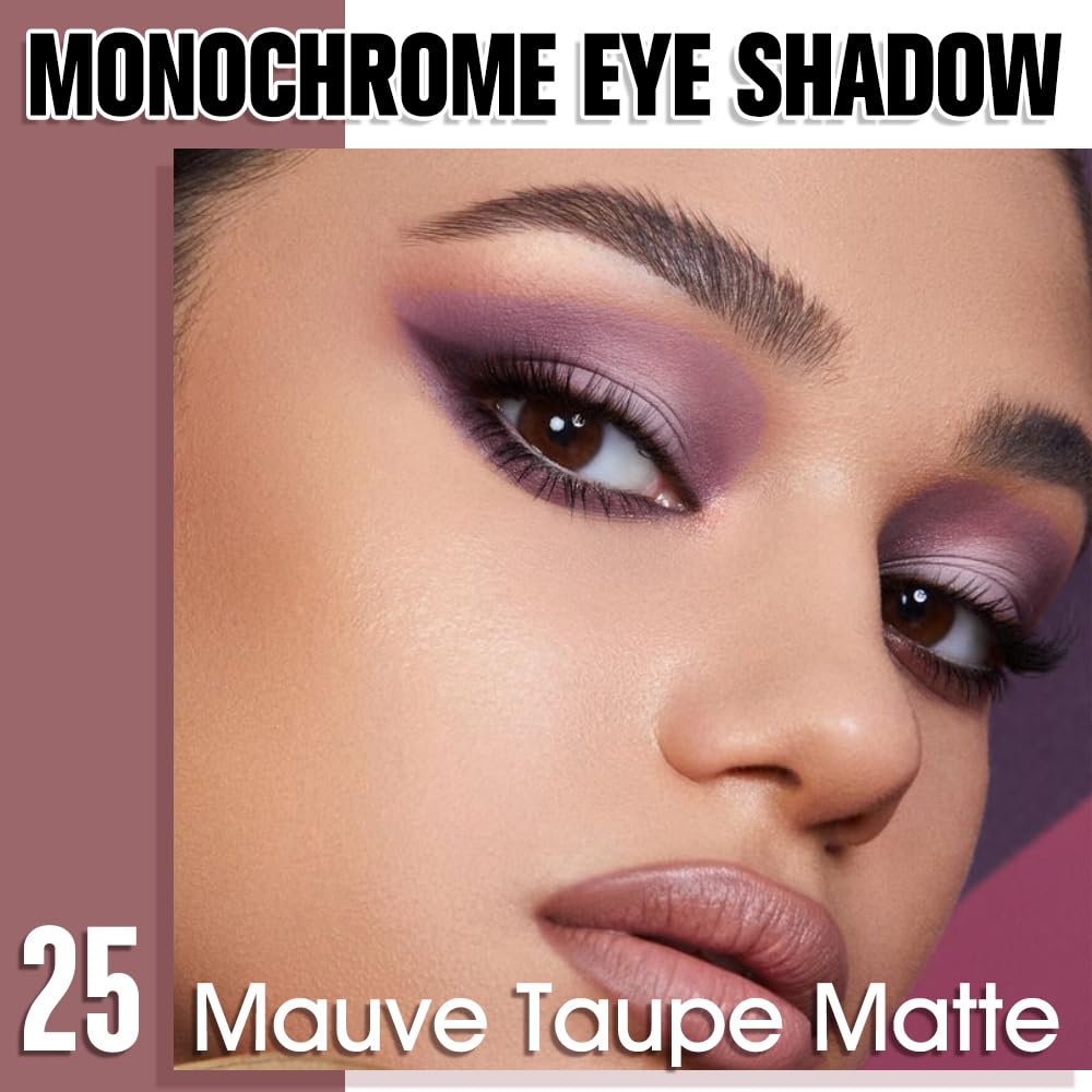 Mauve Taupe Single Matte Eyeshadow Makeup, Neutral Powde Eye Shadow for Women, Brownish Purple Matte Singles Eyeshadow Palette Pigmented Waterproof, sombras para ojos,Girls Eyeshadows Gift 25#