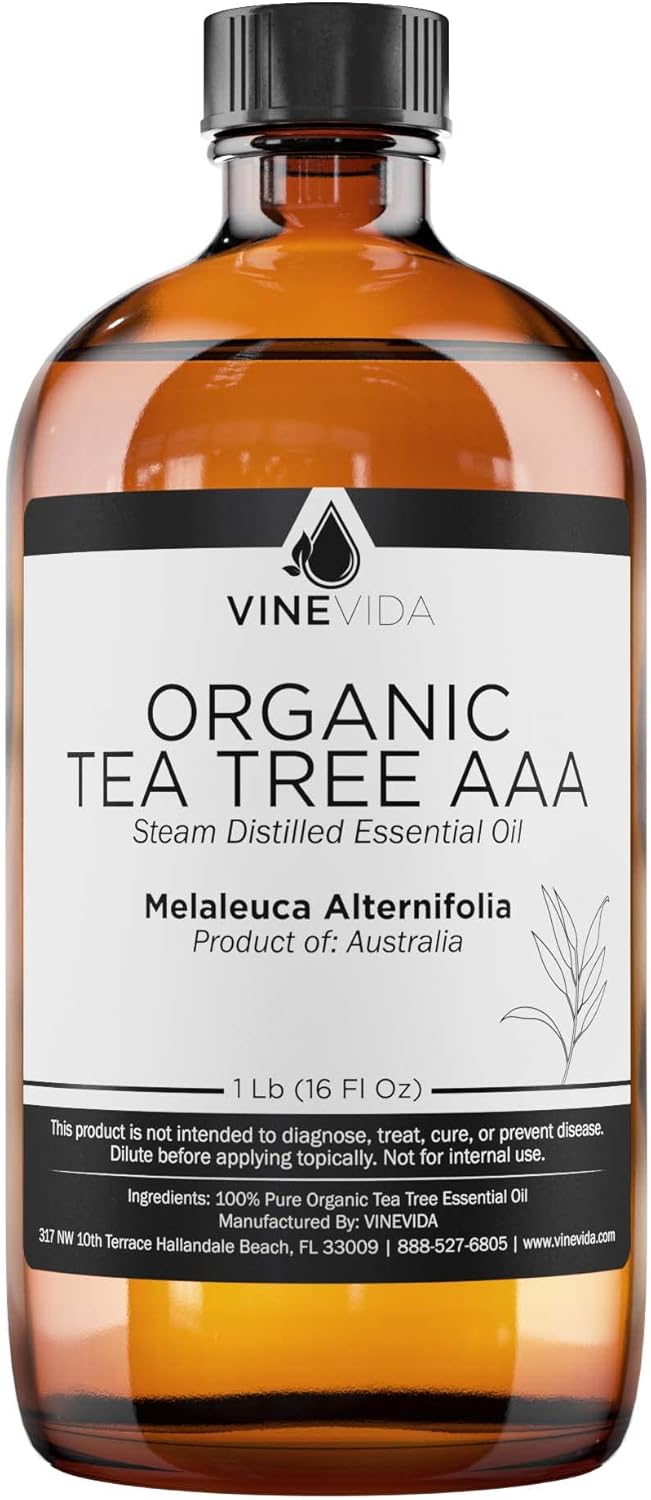 VINEVIDA Organic Tea Tree Essential Oil 16 oz - Undiluted, Pure, Vegan, and Sustainable