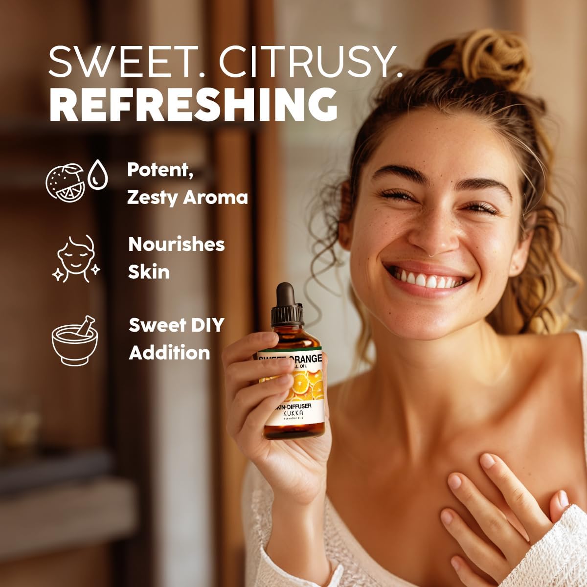 Kukka Orange Essential Oil - 4 Fl Oz - Essential Oil for Diffuser Sweetens Your Environment for Calmer Surroundings - Brazilian Orange Rinds, DIY Soap Making Scents