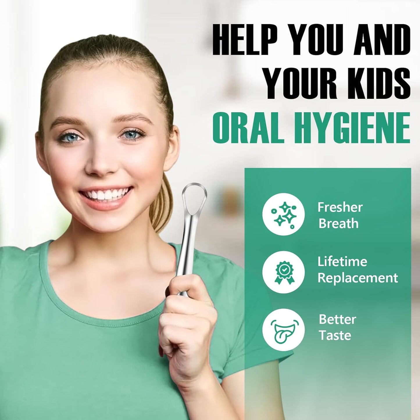 RONAVO Tongue Scraper Cleaner for Adults and Kids with Handy Travel Case, Professional Heavy Duty Scraper, Healthy Oral Care, Fights Bad Breath Odor, Easy to Use, 2 Sizes (4 Pack)