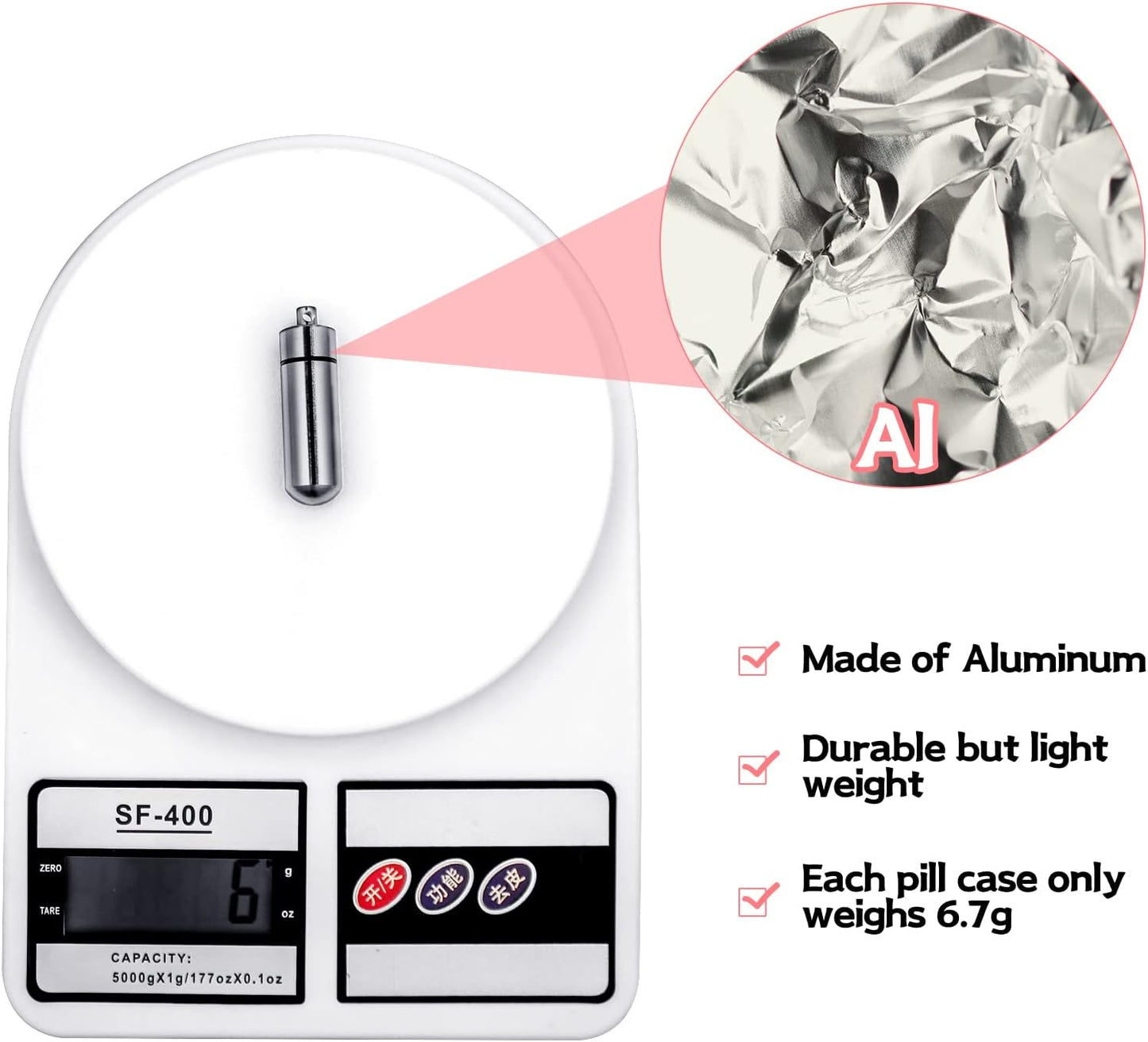 Patelai 12 Pcs Portable Keychain Pill Holder Mini Pocket Pill Case for Men Women Aluminum Geocache Containers Waterproof Metal Medicine Bottle Organizer for Outdoor Camping Travel(Silver)