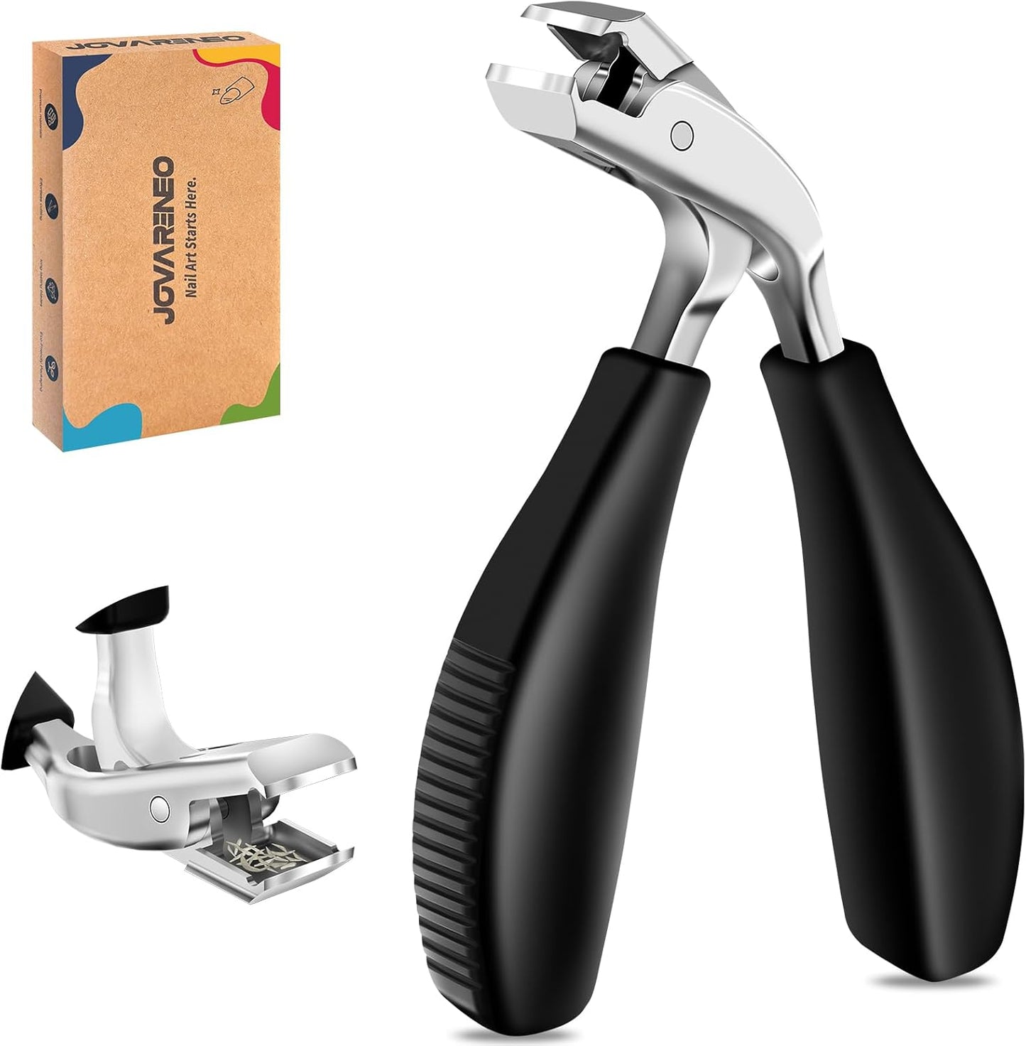 Angled Head Toe Nail Clippers for Thick Nails for Seniors, Straight Toenail Clippers with Catcher, Heavy Duty Large Toenail Clippers with Ergonomic Long ABS Handled