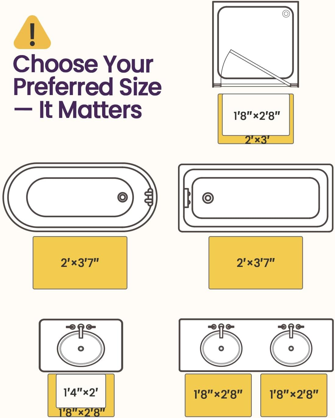 DEXI Bathroom Rugs Set 2 Piece 24x16, Washable Non Slip Bath Mat for Shower Floor, Absorbent Quick Dry Bathmat with Rubber Backing, Ultra Soft Plush Carpet for Tub, White