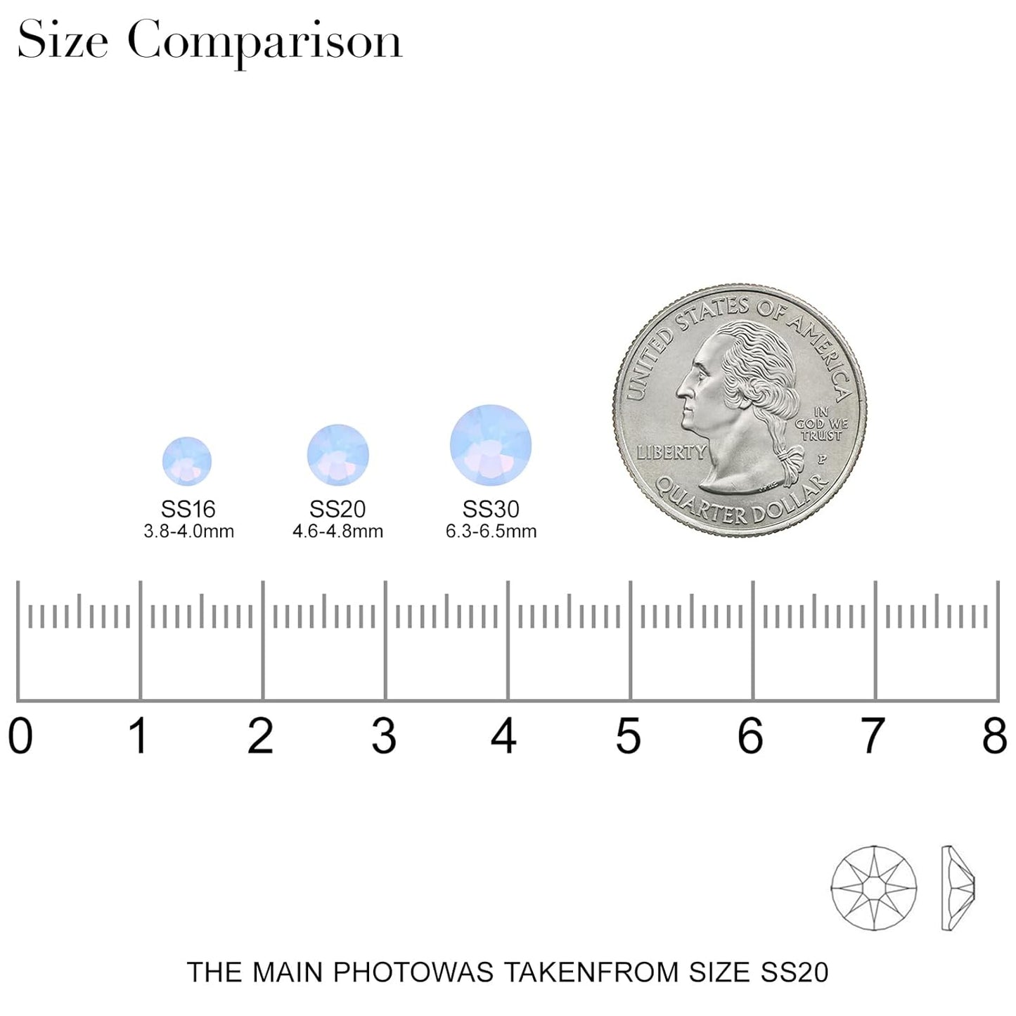 Novani Blue Opal Rhinestones 288pcs Flat Back Round Rhinestone Style 2088 Sparkly Crystal Gemstones for Nail Art and Crafting SS30,6.4-6.6mm