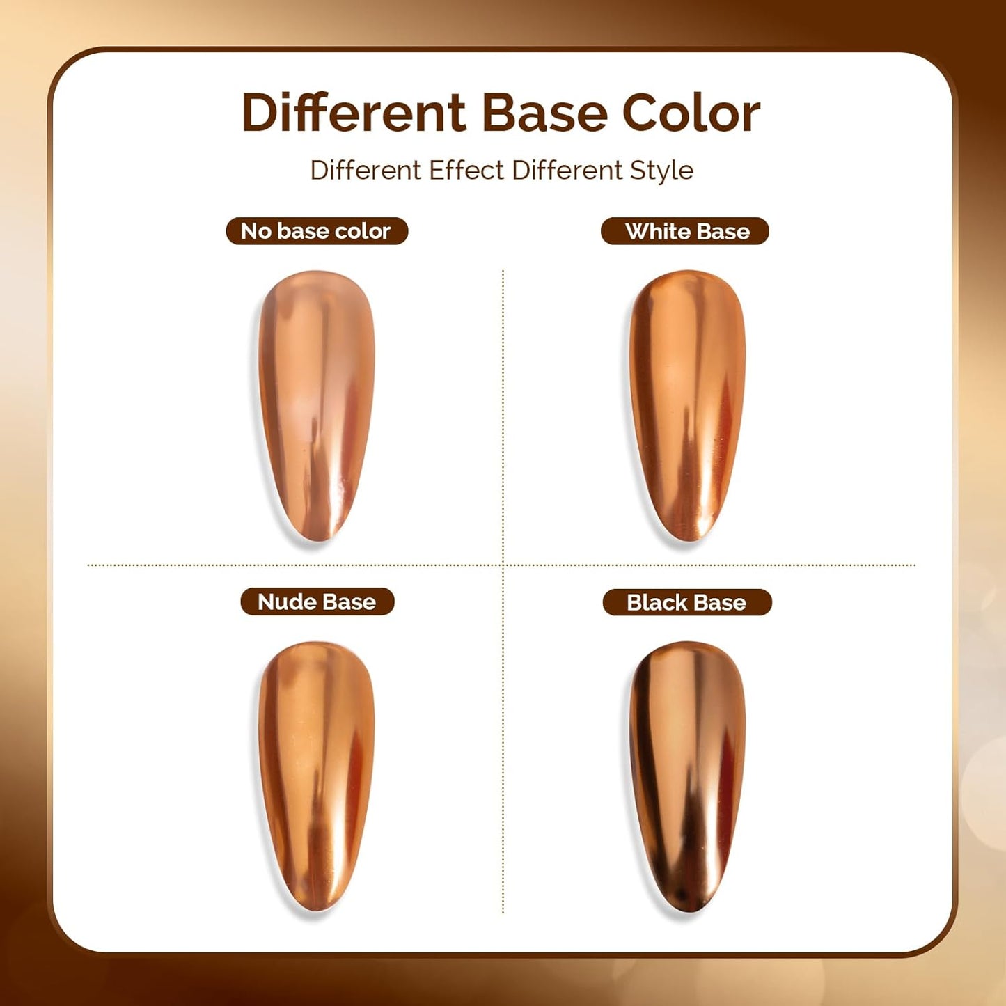 MelodySusie Champagne Chrome Nail Powder for Gel Nails,Metallic Mirror Effect Pigment Stylish and Technological Fine Glitter for Home DIY Salon Use