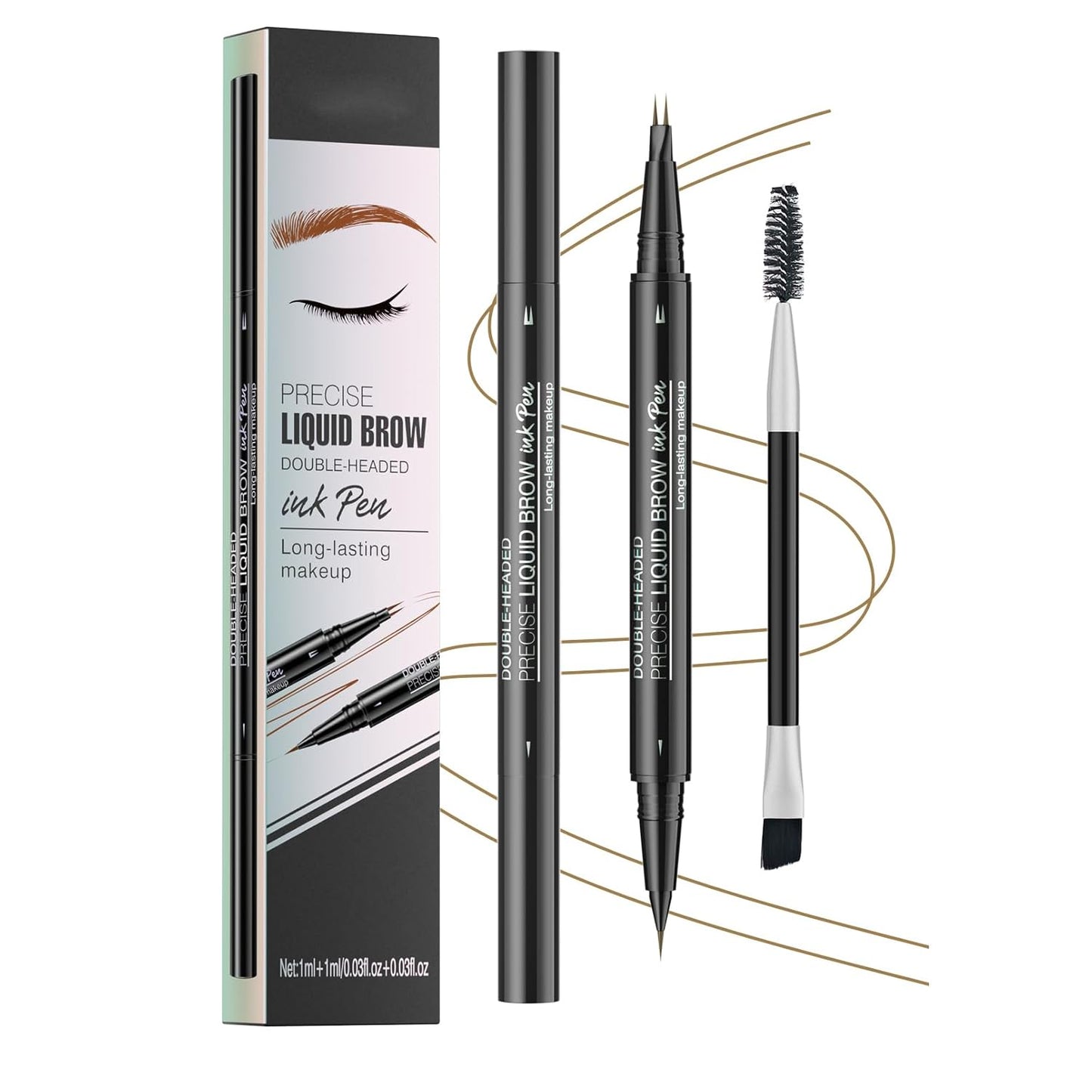 Microblading Eyebrow Pencil,2-in-1 Dual-Ended Eyebrow Pen with 2 Tip brow pen and Precise Brush-Tip,Brow Pen for Natural Waterproof and Long-Lasting Brows (Dark brown)