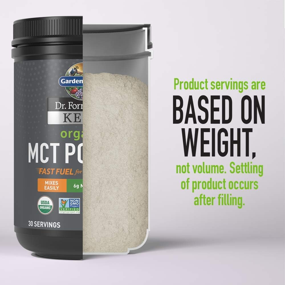 Garden of Life Dr. Formulated Keto Organic MCT Powder - 30 Servings, 6g MCTs from Coconuts Plus Prebiotic Fiber & Probiotics, Certified Organic, Non-GMO, Vegan, Gluten Free