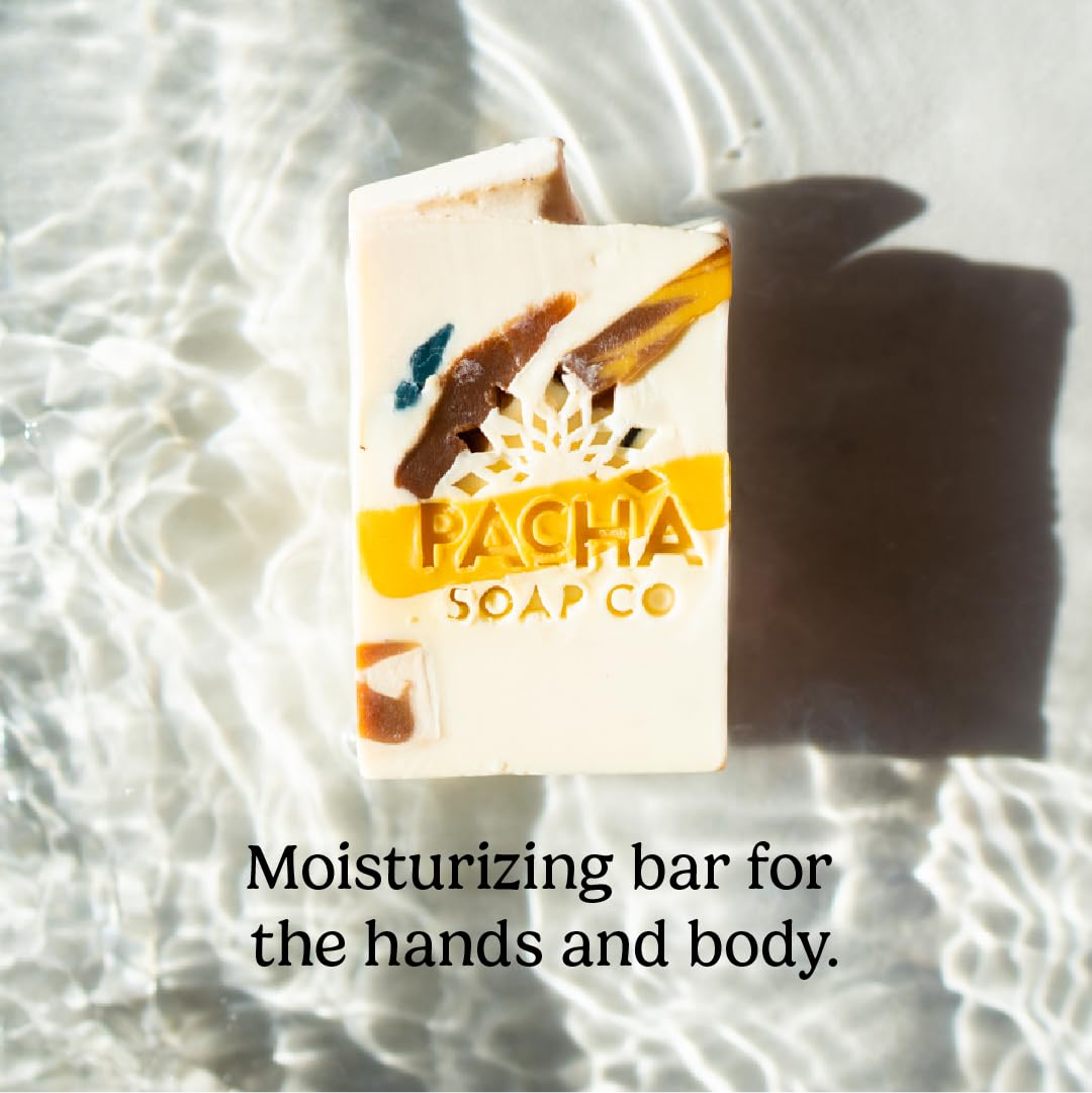 Pacha Soap Co. Bar Soap - Premium, Handcrafted, Hydrating, Natural Face Wash, Hand Cleanser, Body Wash, Soothing Essential Oils (Pachafetti, 5-Pack, 4 oz ea)
