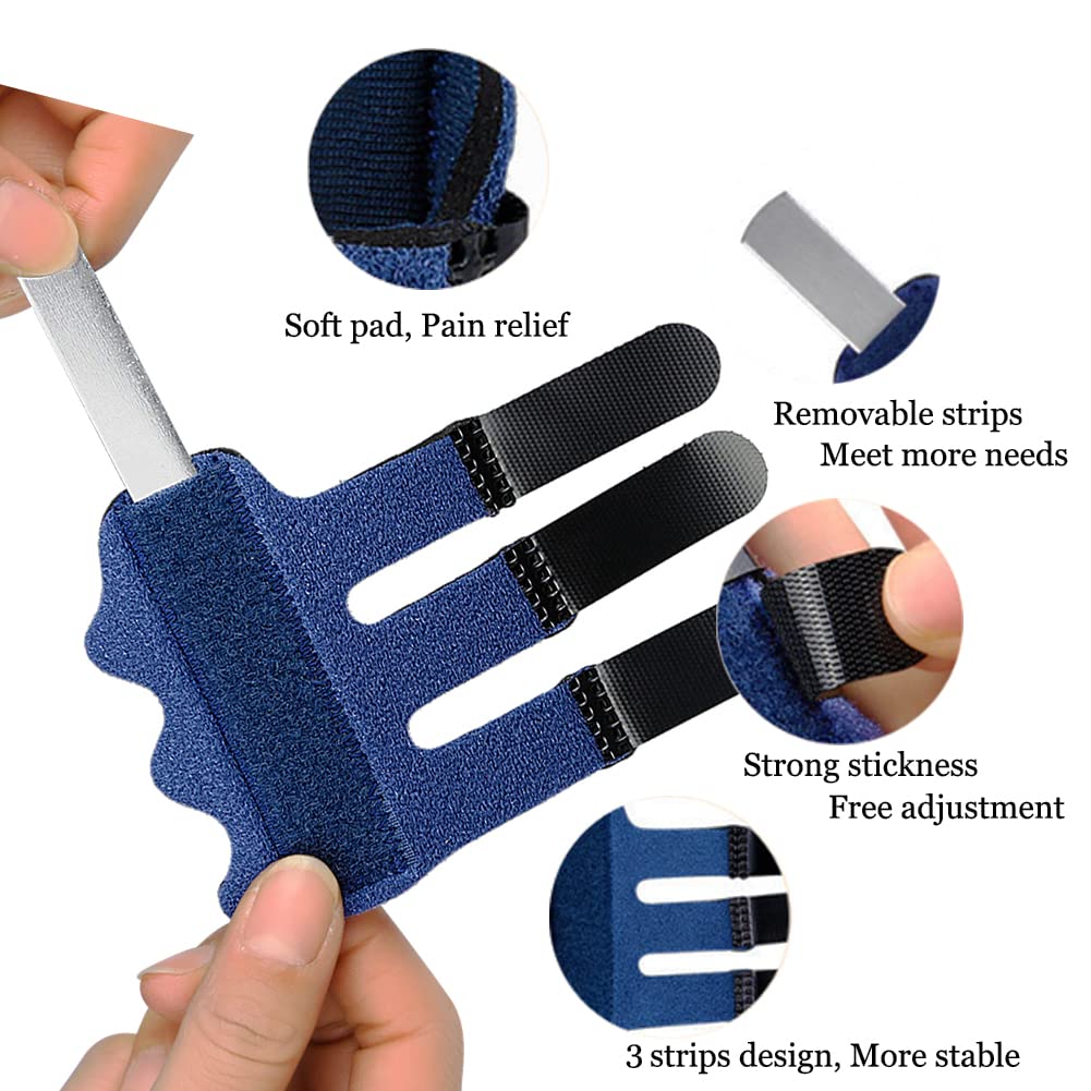 Trigger Finger Splints (4Pcs), Upgraded Finger Splint Finger Brace with 3 Fixing Strap for Mallet Finger, Broken Finger Protector, Knuckle Immobilization, Straightening Support, Arthritis Pain Relief