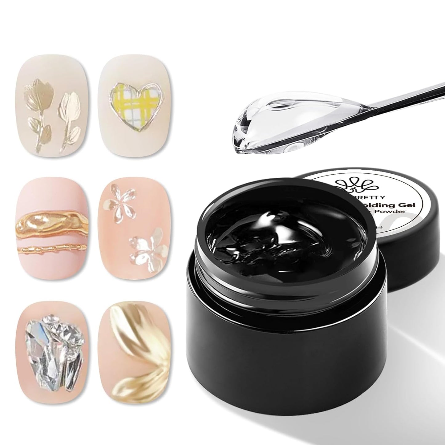 BORN PRETTY 3D Sculpting Gel for Nail Art,No Wipe Semi-solid Modeling Gel for Rubbing Chrome Nail Powder, Sticking Rhinestones and Nail Stamping