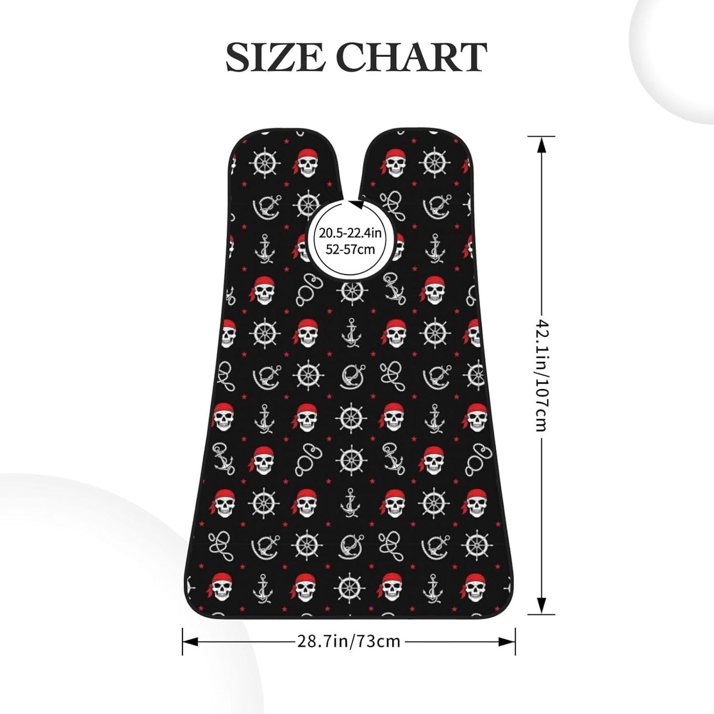 No-Slip Shaving Bib, Beard Grooming Apron with Strong Suction Cups, Nautical Anchor Pirate Skulls Crossbones