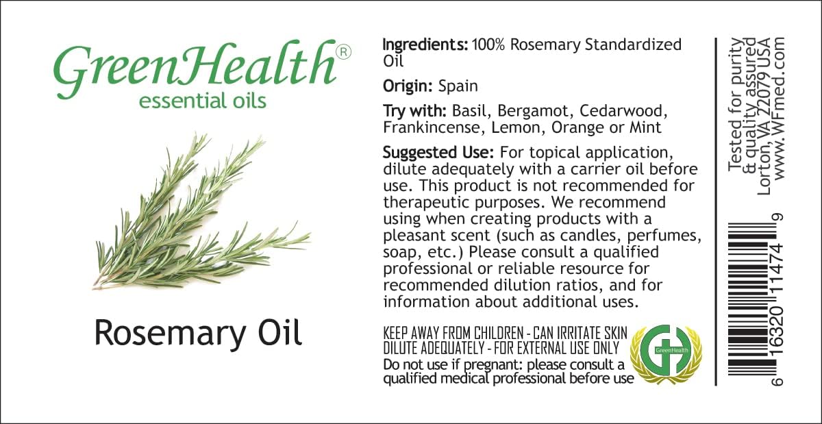 2 Bottles - 16 fl oz Rosemary Essential Oil (100% Pure & Uncut), Aluminum Bottle - GreenHealth