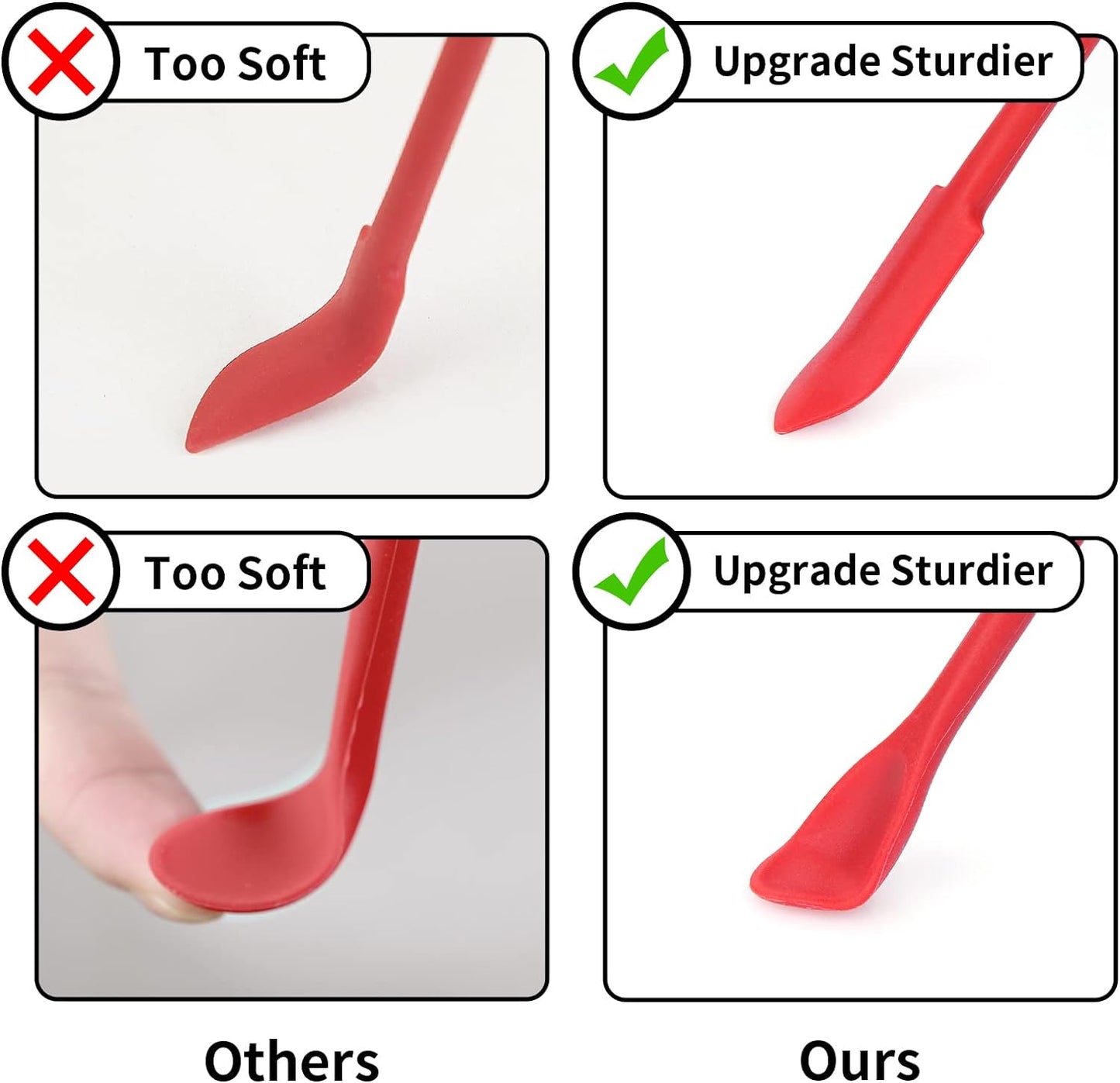 Mini Spatula Silicone Spatula Set - Cuttte 2pcs Small Makeup Scrapers for Cosmetics, Reusable Beauty Tiny Tools, Thin Jar Scraper, Get Last of Makeup Out, Black and Red