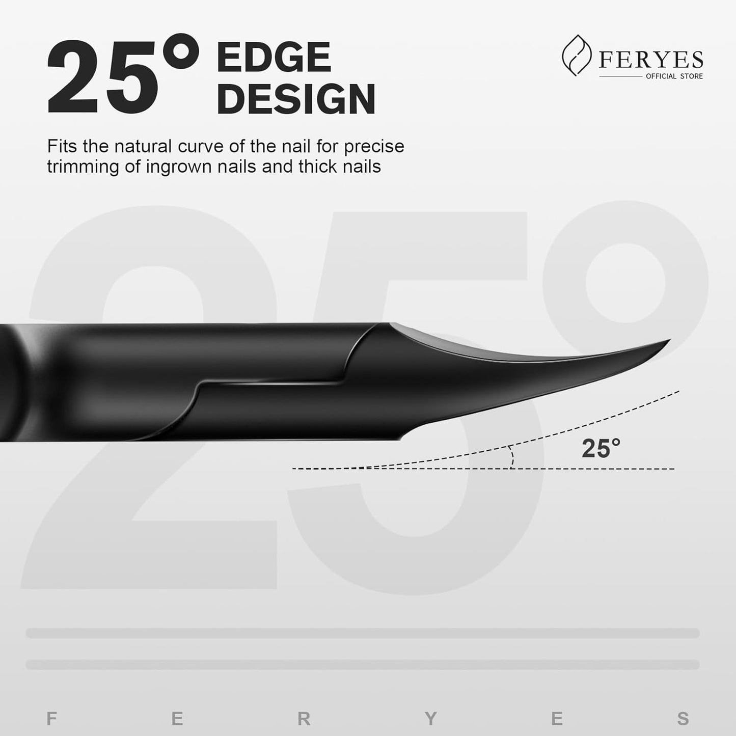 FERYES Podiatrist Toenail Clippers for Thick Nails – Curved Blade Scissors for Seniors, Ingrown Nail Trimming with Wide Jaw, Anti-Slip Handle, Premium Stainless Steel