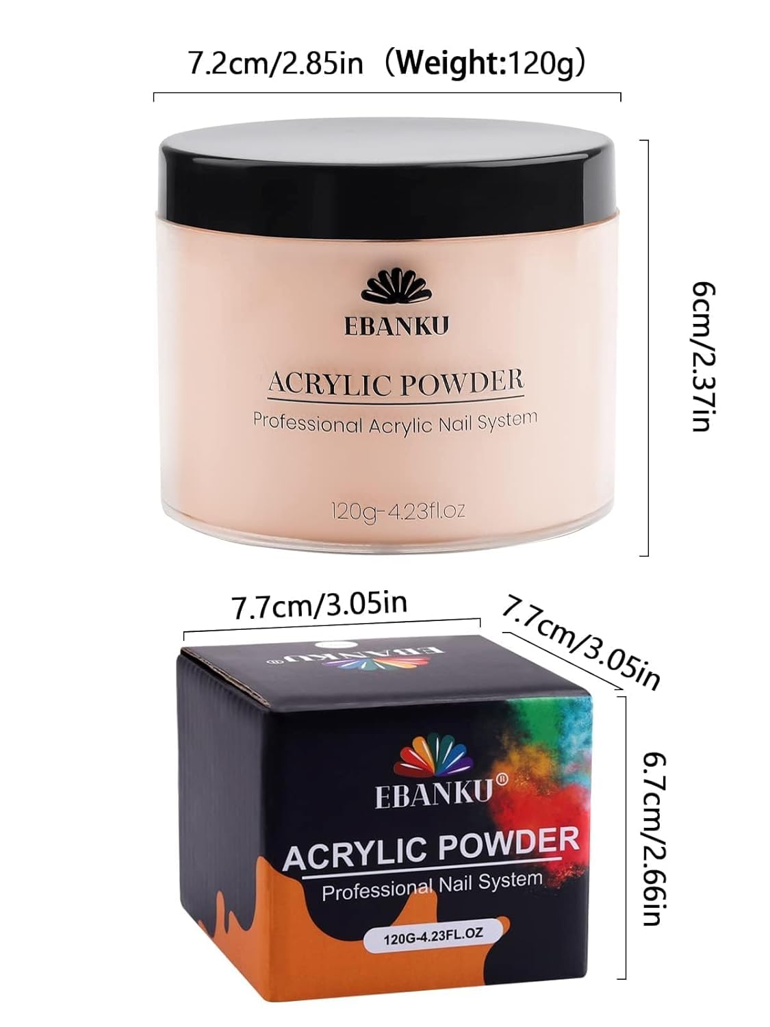 EBANKU Acrylic Powder Nude 120g/4.23oz Professional Acrylic Nail Powder for 3D Fingernail Carving & Nail Extensions Manicure, Long Lasting, No Nail Lamp Needed