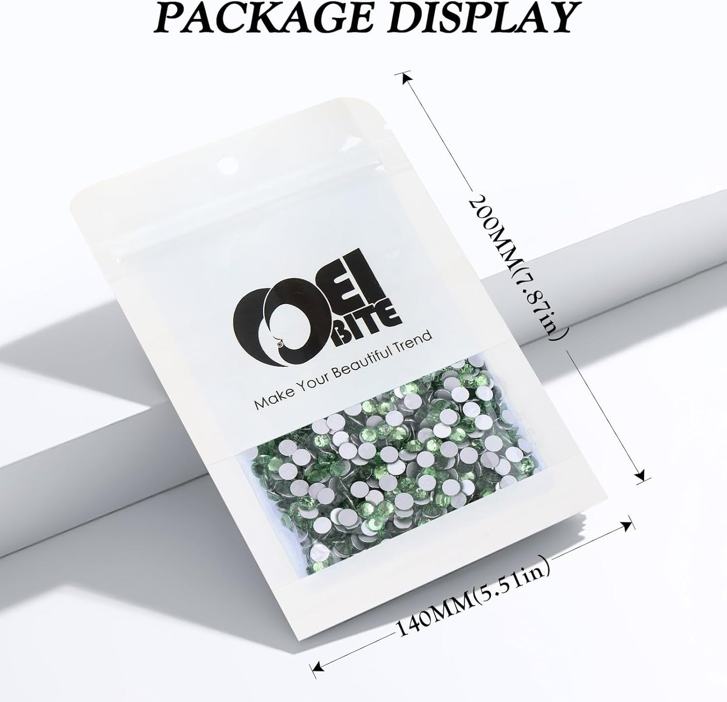 Light Green Flatback Rhinestones, Glass Rhinestones for Nail Art and Craft, Glue Fix, Loose Crystal Gemstones(Lt.Green, SS20, 2880pcs, 4.6-4.8mm)