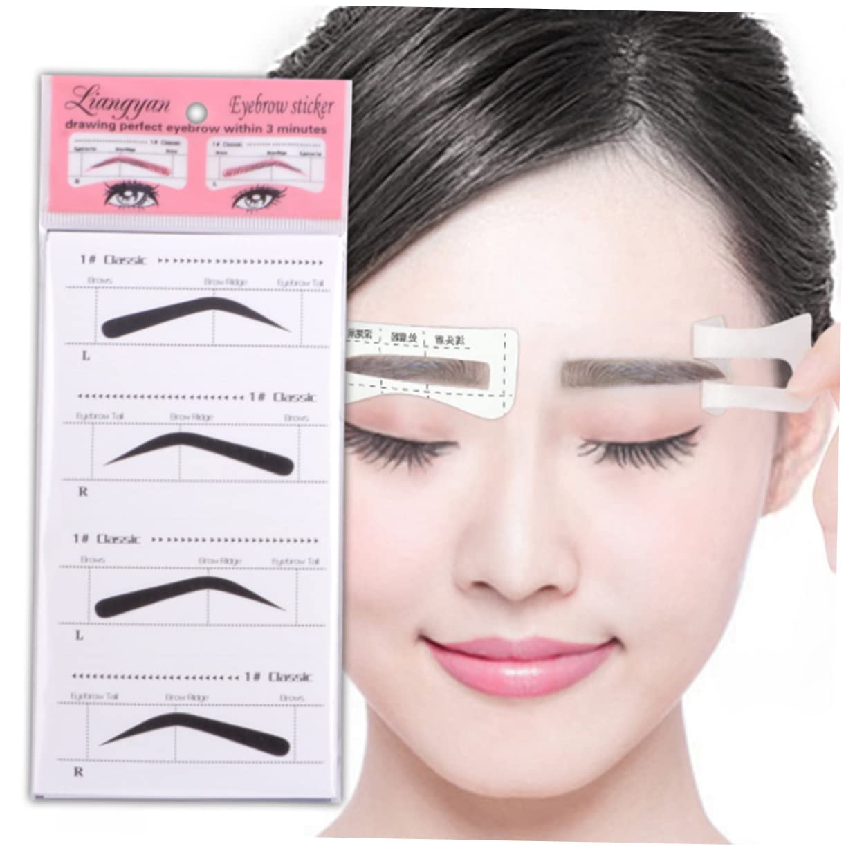 Eyebrow Card Stencils Kit - 10 Adhesive Eyebrow Templates for Precise Shaping Easy Tracing and Left/Right Indication Ideal for Makeup Application