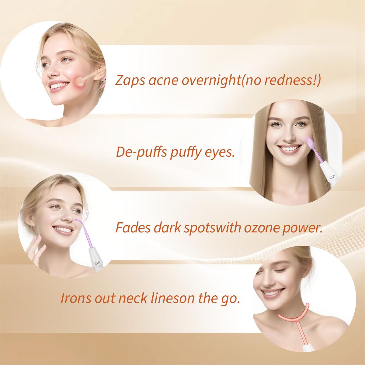 Skin Therapy Wand - Portable Skin Therapy Machine with 6 Glass Tubes - Clarifying - Skin Tightening & Radiance - Wrinkle Reducing