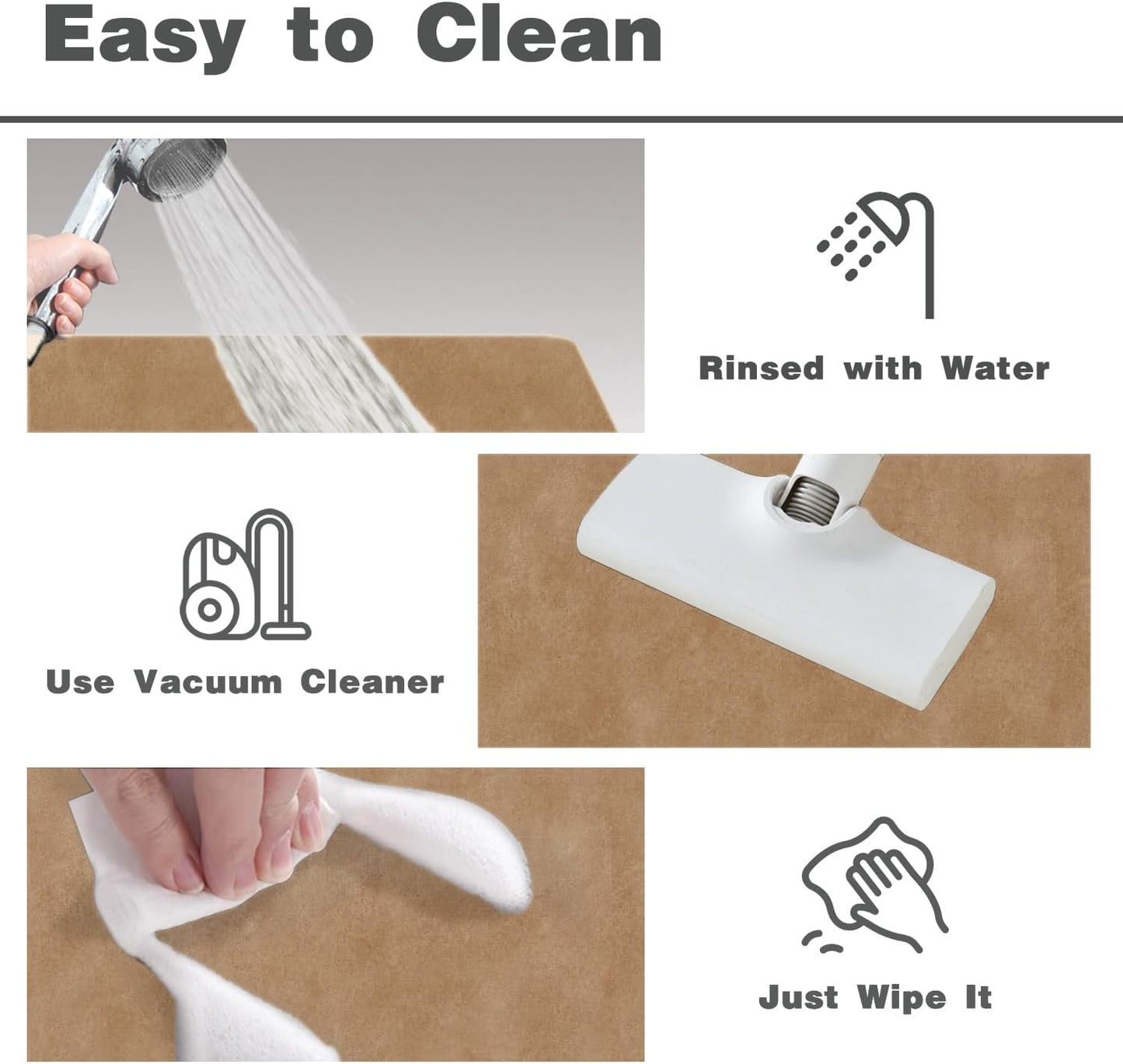 Bath Mat, Bathroom Rugs Non Slip Washable Thin Absorbent Quick Dry Bath Mat Fits Under Door Bathroom Floor Mat Perfect for Bath, Shower, or Sink 20"x48" Camel