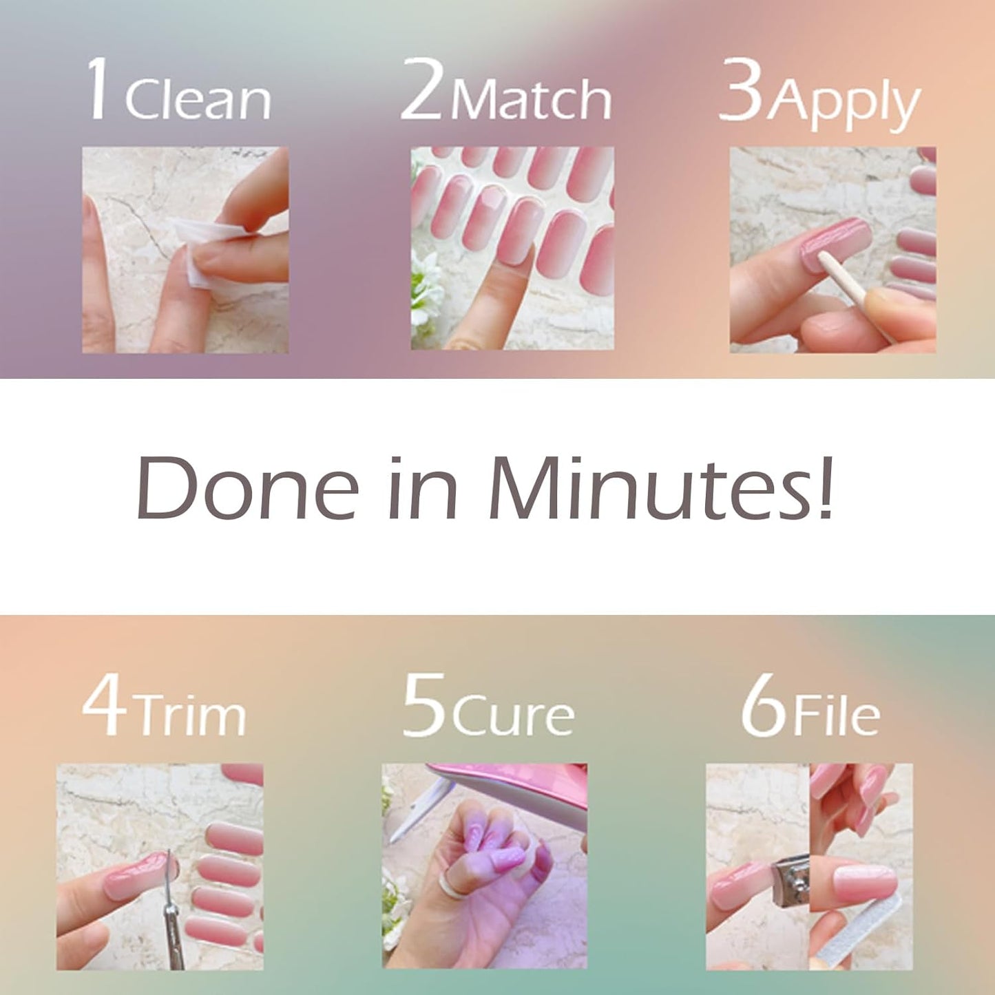 Semi Cured Gel Nail Strips, 20 pcs Nail Wraps, Glaze Stickers, Salon Quality French Manicure, Full Decal Gel Polish Strips, Long Lasting SCG, Easy on, UV Required (Tutti Frutti)