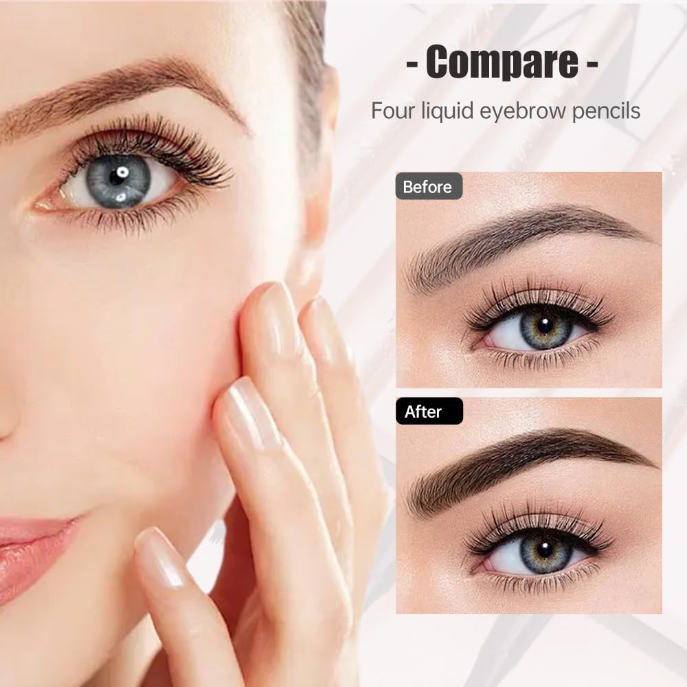 Microblading Eyebrow Pencil, 2025 New Waterproof Eyebrow Pencil, Premium Microblading Eyebrow Pen with 4 Tip, Long-Lasting Natural Magic Eyebrow Makeup Fine Stroke Eye Brow Pen for Women (Dark Brown)