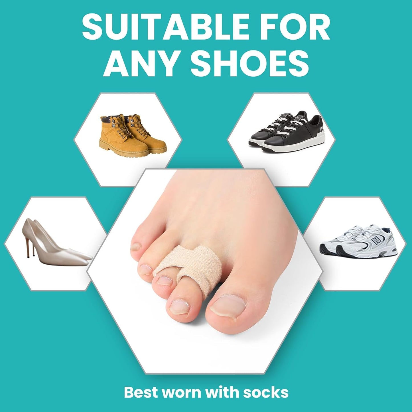 10 Pack Fabric Hammer Toe Corrector, Reusable Broken Toe Protectors Taped Wraps, Hammertoe Straightener, Toe Splint for Broken Toe, Crooked Toes, Bent Toes （Brown 5L+5S）