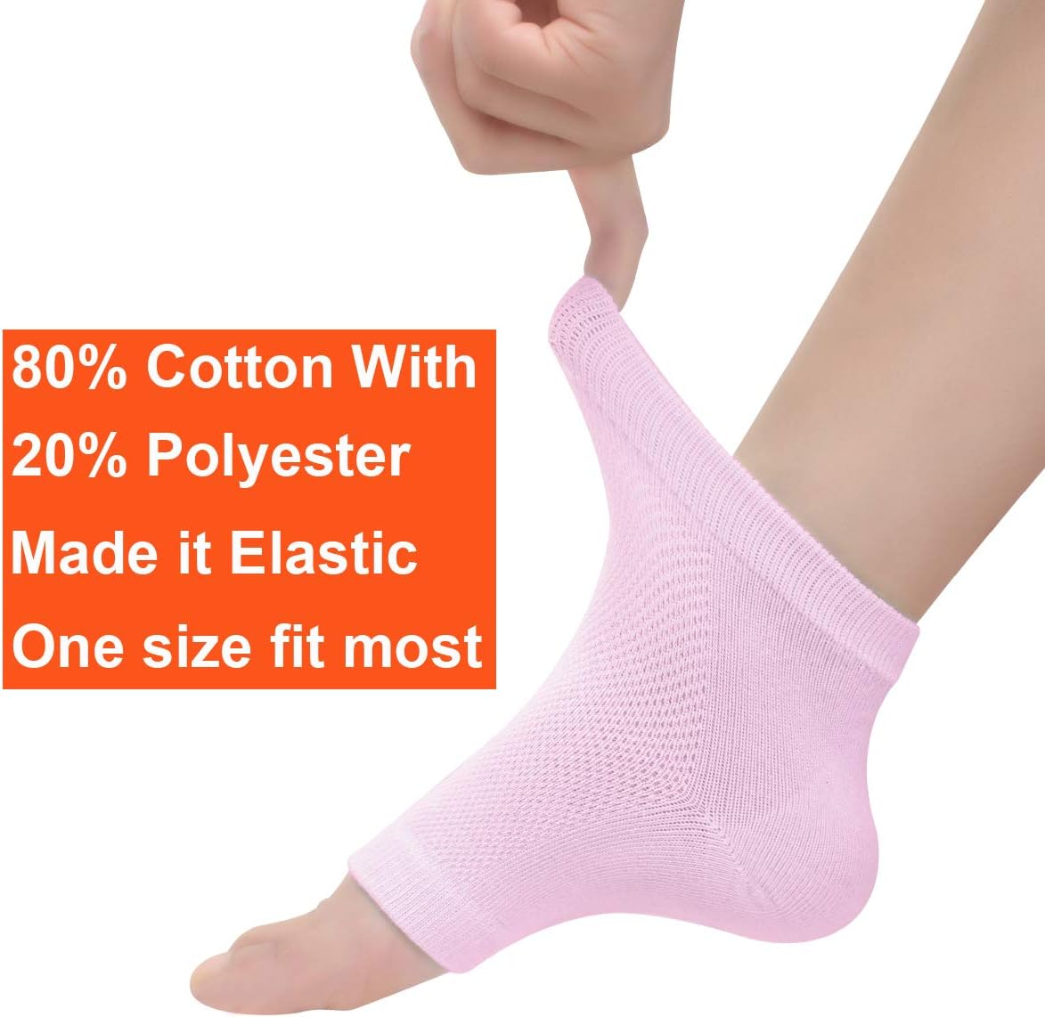 Vented Moisturizing Gel Heel Socks, 3 Pairs Toeless Spa Sock for Foot Care Treatment, Cracked Heels, Dry Feet, Foot Calluses (Gray, Green, Pink)