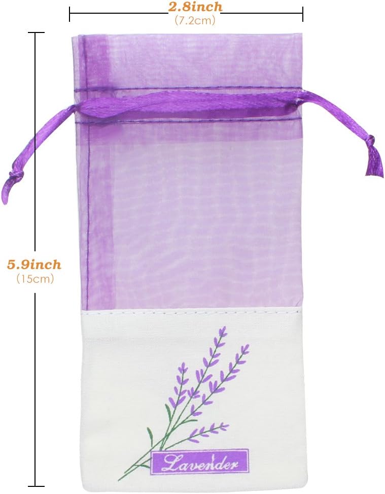 Sachet Empty Bags Linen Fabric Bags Organza Gauze Bags for Lavender, Spice and Herbs (24pcs Purple Drawstring Bag)