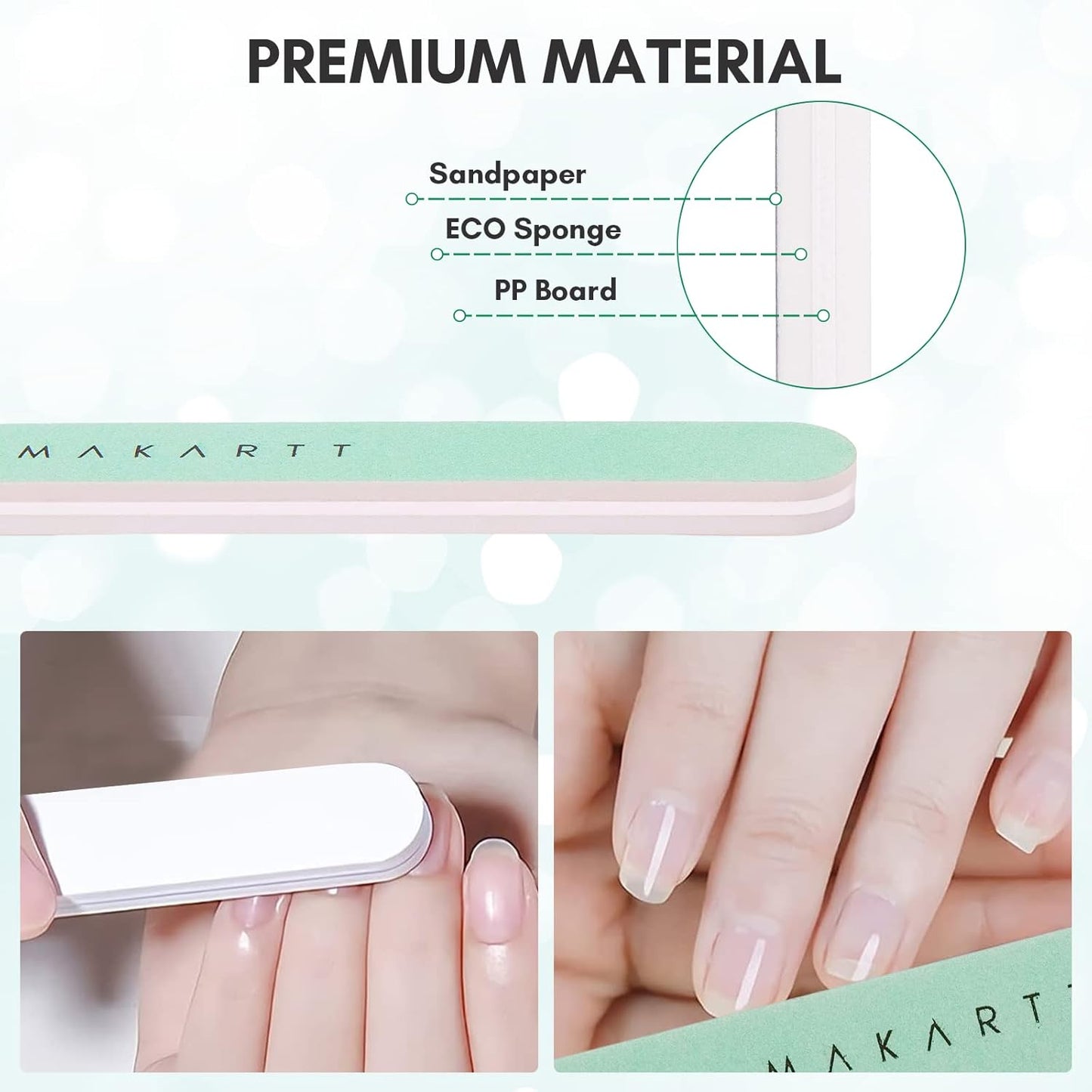 Makartt Nail Buffer: 400/6000 Grit Extra Fine Buffer Nail File, Nail Buffer and Shine Kit for Natural & Acrylic Fingernail, Easy to Hold, Green White, 10 Pcs