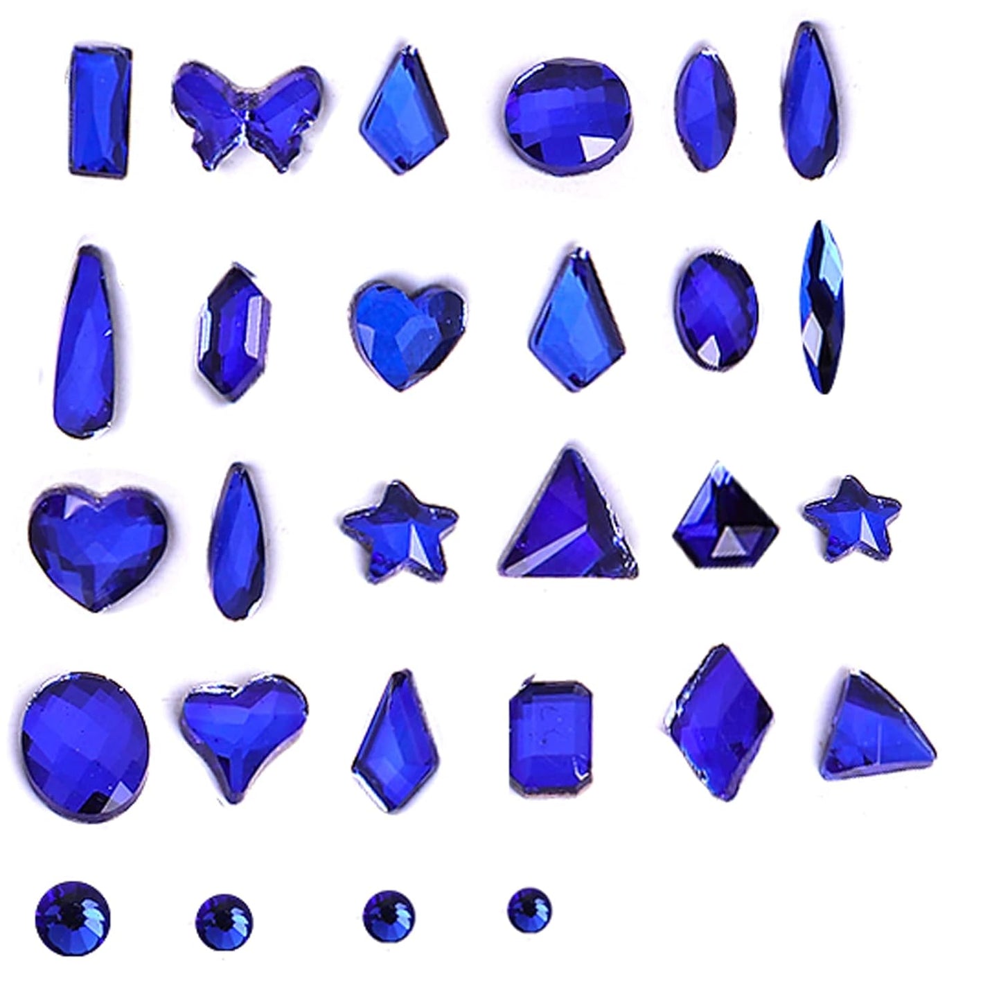 3320Pcs Sapphire Nail Art Rhinestones Crystal,3D Rhinestones Gems Jewels Diamond,24 Types of 320 Diamonds + 3000 Round Beads, Crystals 3D Flat Back Gemstones for Nail DIY Crafts with Tweezers Pen