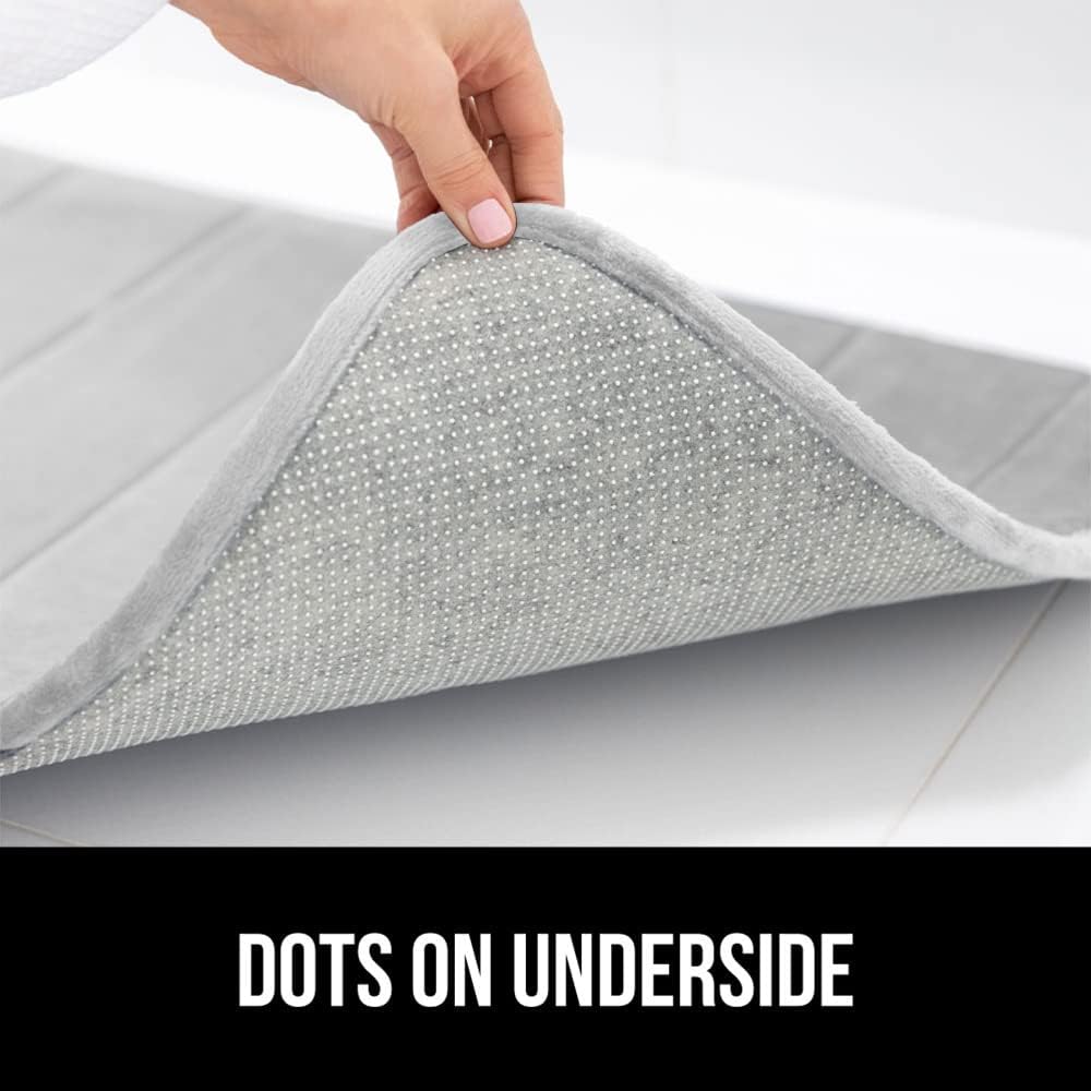 GORILLA GRIP Memory Foam Bath Mat, Soft Absorbent US Designed Bathroom Rug, Gripping Dots Machine Washable Bathmat, Cushioned Floor Mats, Shower Sink Rugs Room Décor Accessories, 42x24 Light Gray