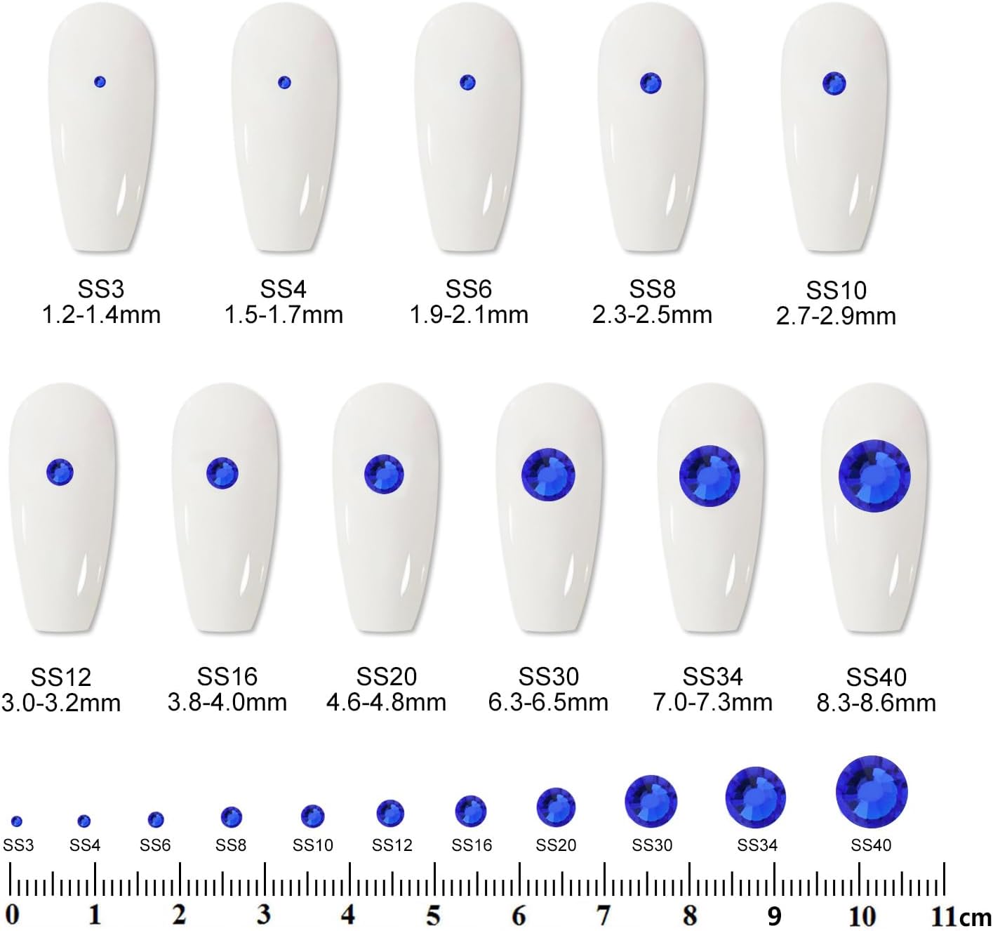 400PCS SS30 Flatback Rhinestones | 12-Facet Diamond-Cut Glass Gems for Nail Art, Clothing, DIY Crafts |Glue-On Decoration Stones with Silver Backing(Sapphire)