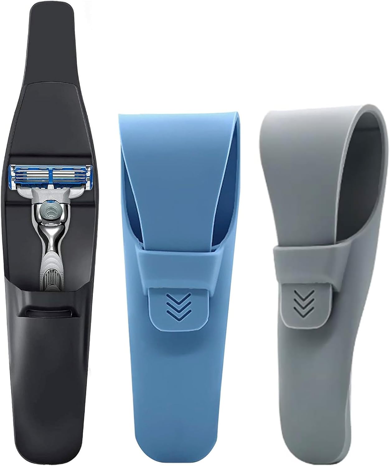 LinMei 3PCS Silicone Razor Travel Case Compatible with Gillette, Parker, Merkur Razor