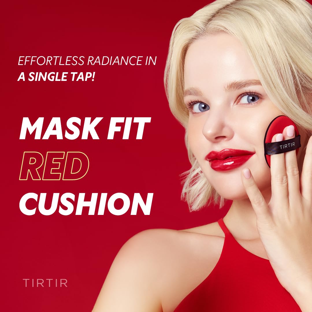 TIRTIR Mask Fit Red Cushion Foundation | Full coverage, Weightless, Skin fit, Satin Glow Finish, Korean Makeup BB Foundation, beauty, Tattoo cover up, Buildable (#29C Taupe Beige, 0.63 Fl Oz)
