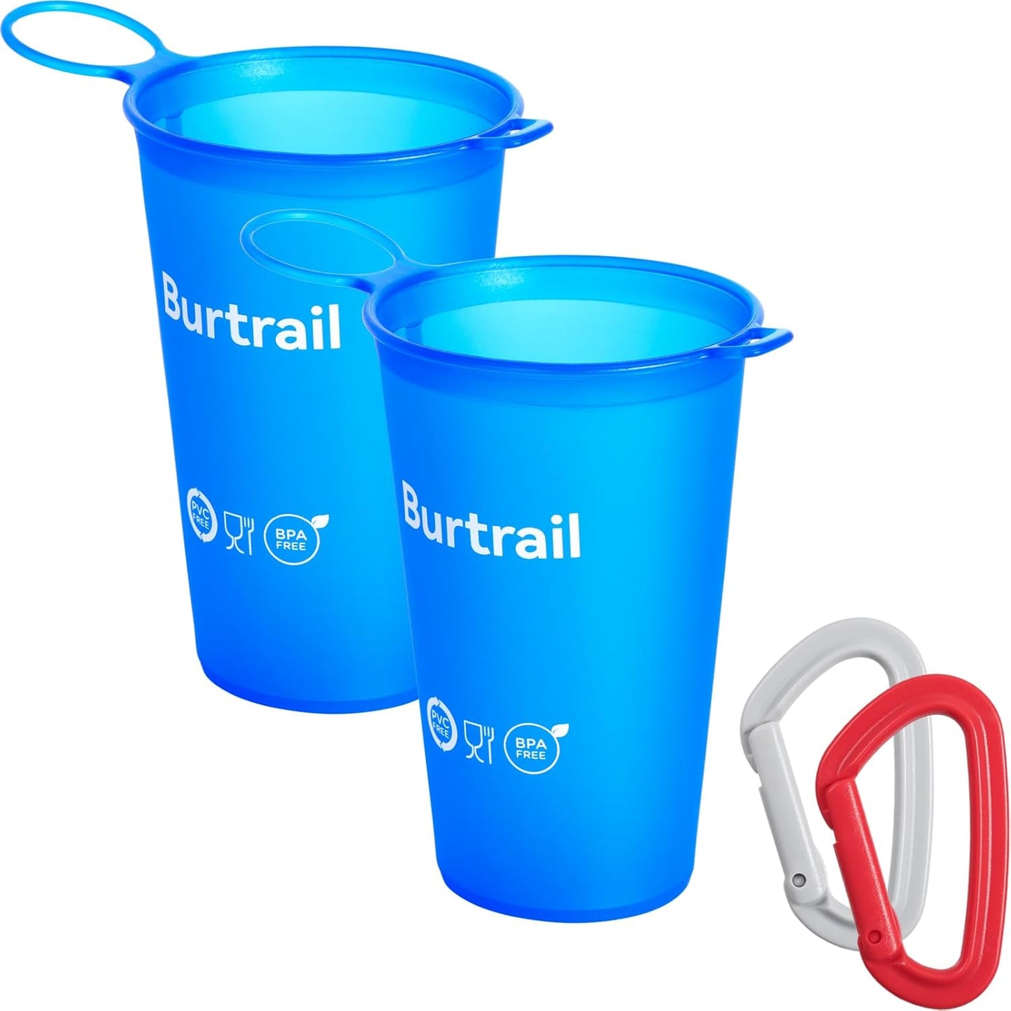 200 ml/6.8 oz-2Pack-Collapsible Cup TPU Running Water Cup Ultralight Protable with Carabiner for Backpacking,Running,Climbing,Camping,Party-BPA Free,Blue