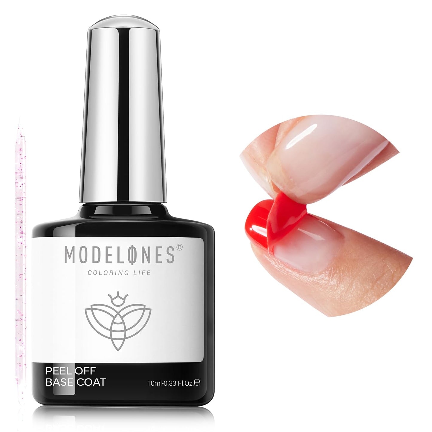 modelones Lamp Free Peel off Gel Base Coat, Peelable Base Coat for Gel Nail Polish Easy Removal Foundation for Beginner Practice Nail Protection without Damage Nails, 10ml