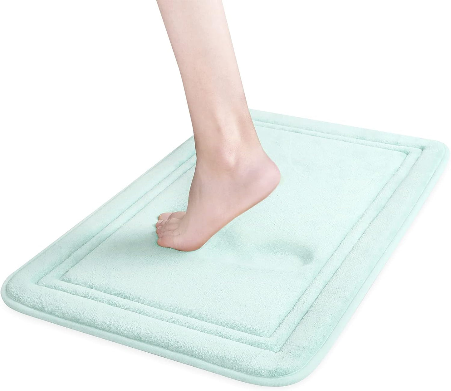 ITSOFT Memory Foam Bath Mat 24x16, Non Slip, Machine Washable, Quick Dry & Absorbent Rugs, Bath Mats for Bathroom Floor, Tub & Shower, Bathroom Rug, Spa Blue