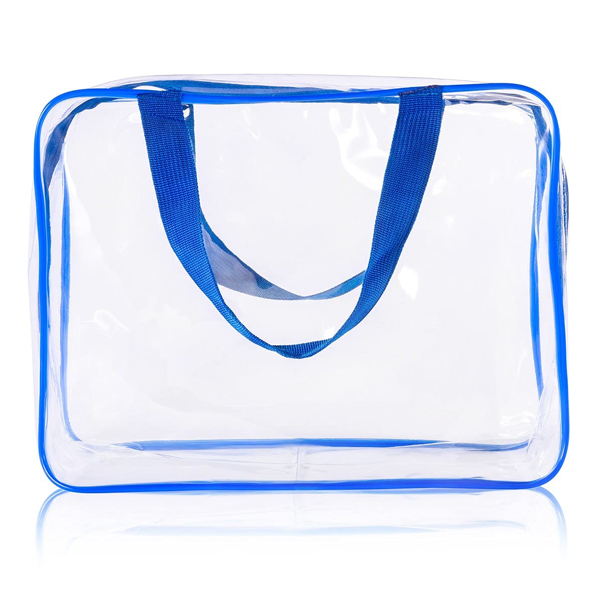 2Pcs Crystal Clear PVC Travel Toiletry Bag Kit for Women Men, Waterproof Vinyl Packing Organizer Storage Bags with Zipper Handle Straps, Cosmetic Pouch Carry on Airport Airline Compliant Bag Handbag