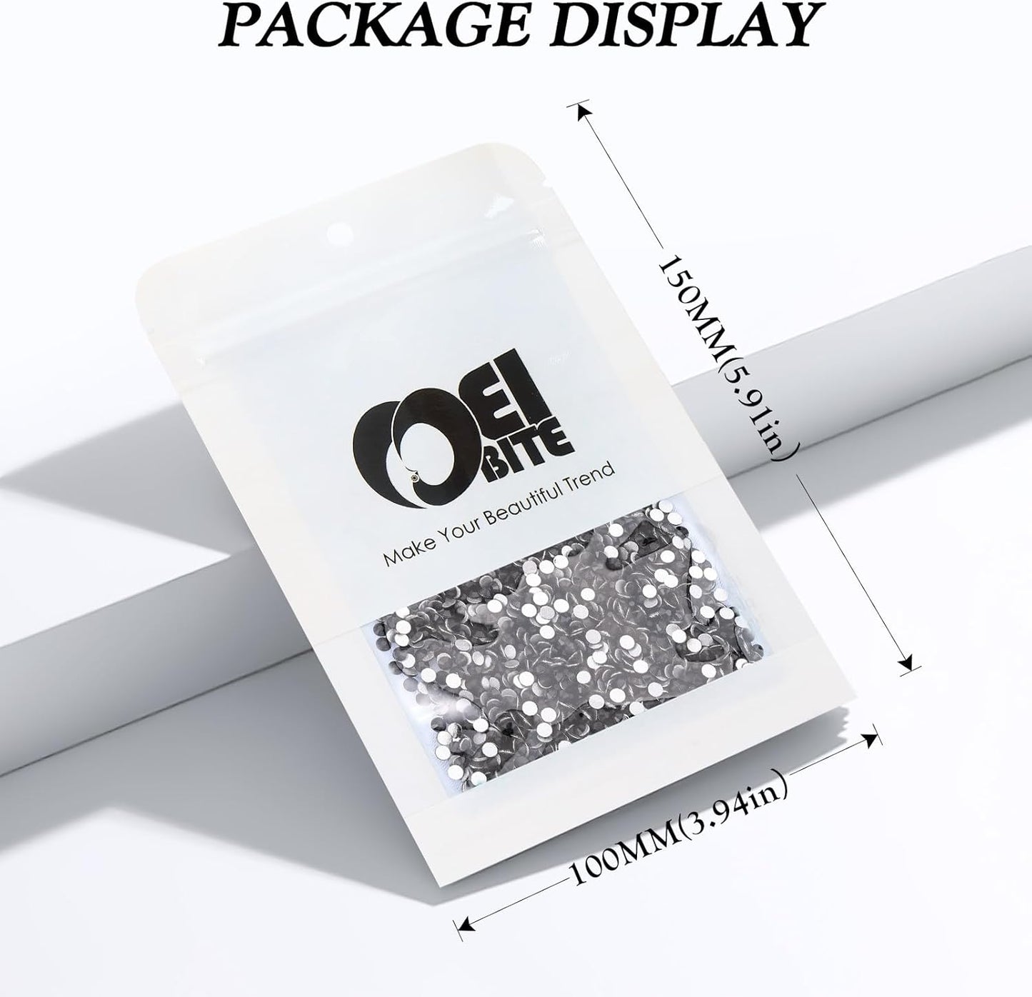 Black Flatback Rhinestones, Glass Rhinestones for Nail Art and Craft, Glue Fix, Loose Crystal Gemstones(Black, SS6, 2880pcs, 1.9-2.0mm)