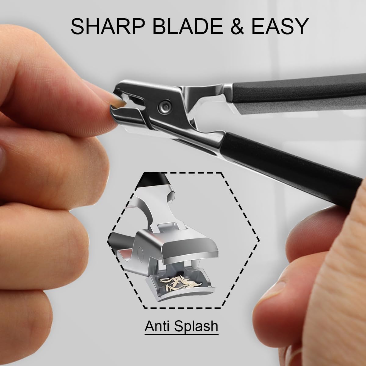 Nail Clippers for Seniors, Wide Jaw Fingernail Clippers and Angled Head Toenail Clippers for Thick Nail, Professional German Nail Clippers for Men, Women & Pregnant (Black 2)