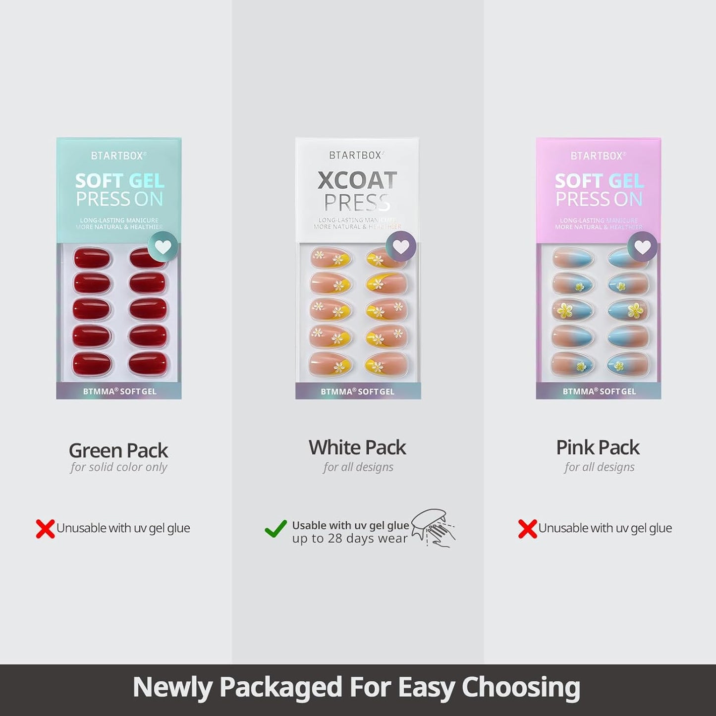 BTArtbox Press On Nails Short - Lamp-Curable Pink Cat Eye Almond Press On Nails with Glue for Women, Semi-Transparent Soft Gel Glue On Nails in 16 Sizes - 32 Stick On Nails Kit, Spring Charm